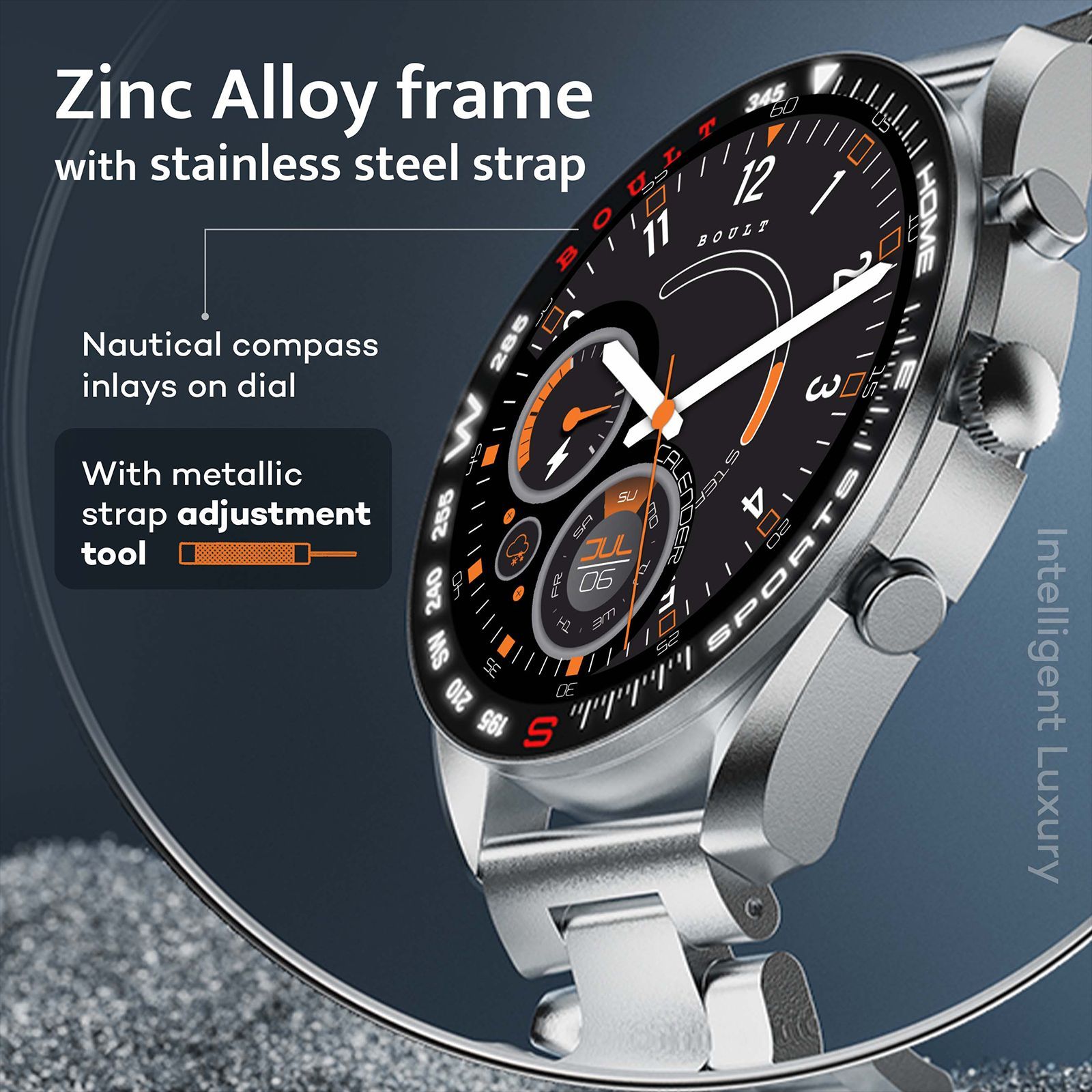 GOBOULT Radian Smartwatch with Bluetooth Calling (35.3mm HD Display, IP67 Water Resistant, Inox Steel Strap)_9