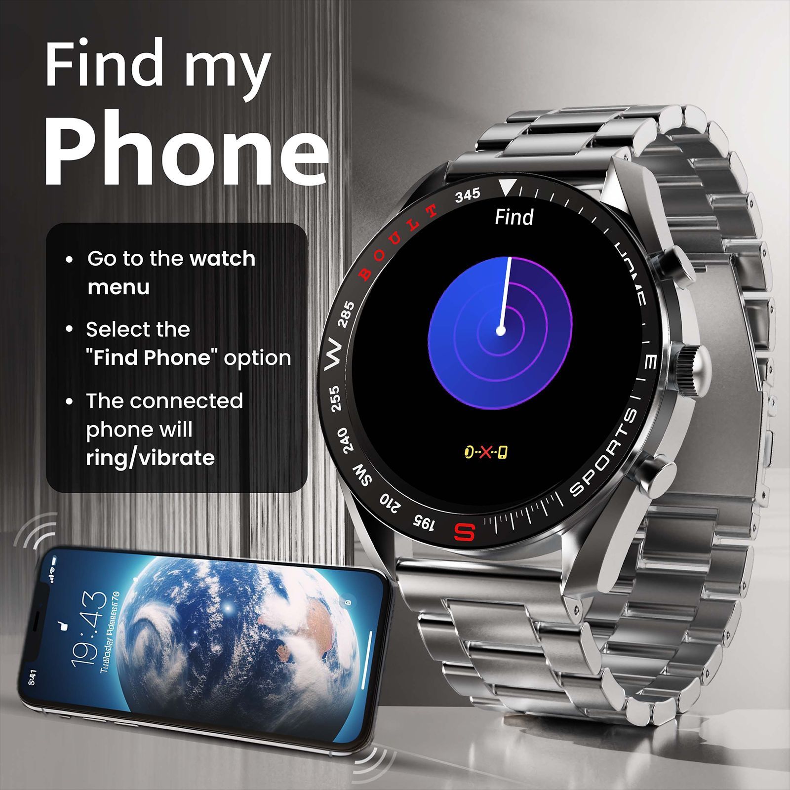 GOBOULT Radian Smartwatch with Bluetooth Calling (35.3mm HD Display, IP67 Water Resistant, Inox Steel Strap)_11