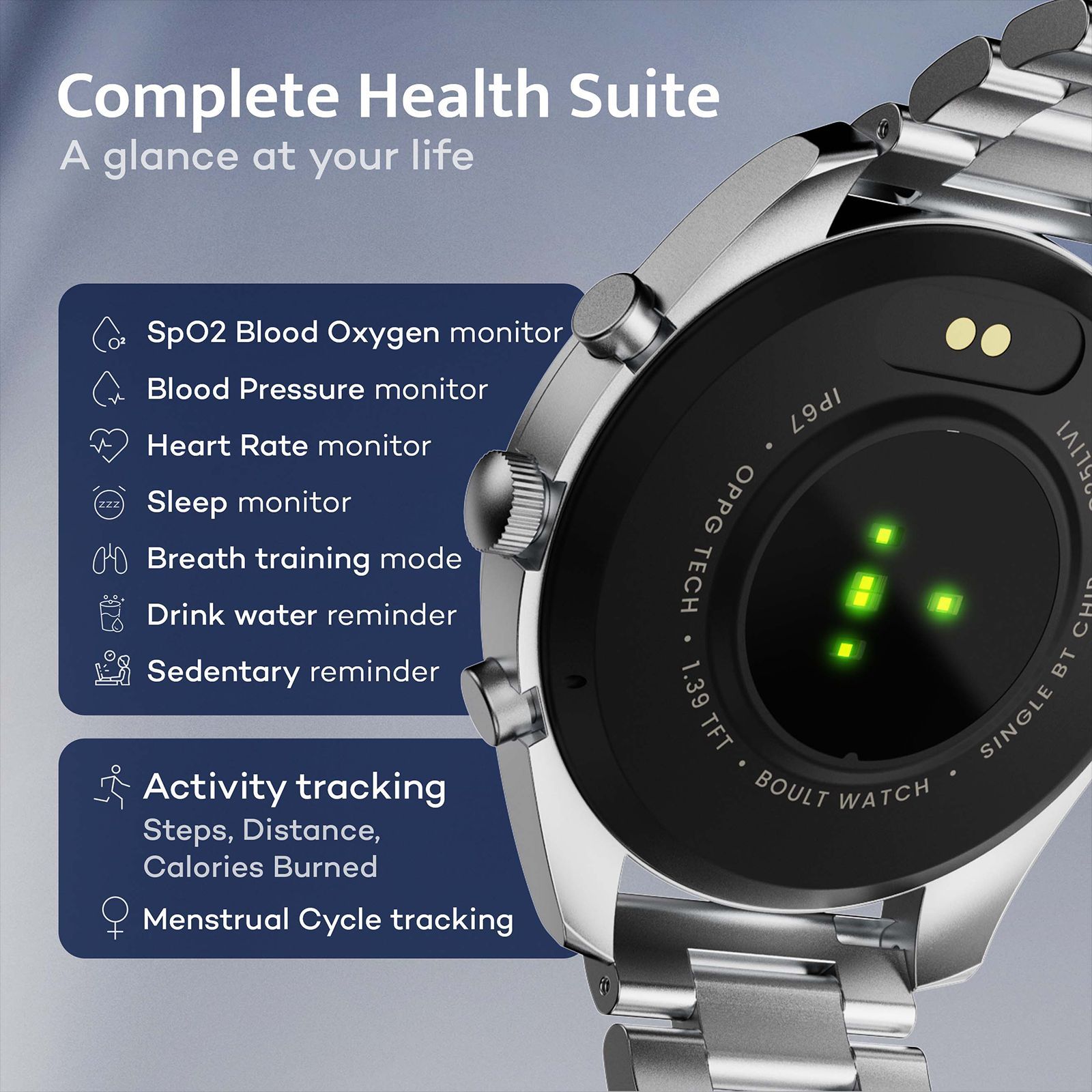 GOBOULT Radian Smartwatch with Bluetooth Calling (35.3mm HD Display, IP67 Water Resistant, Inox Steel Strap)_12