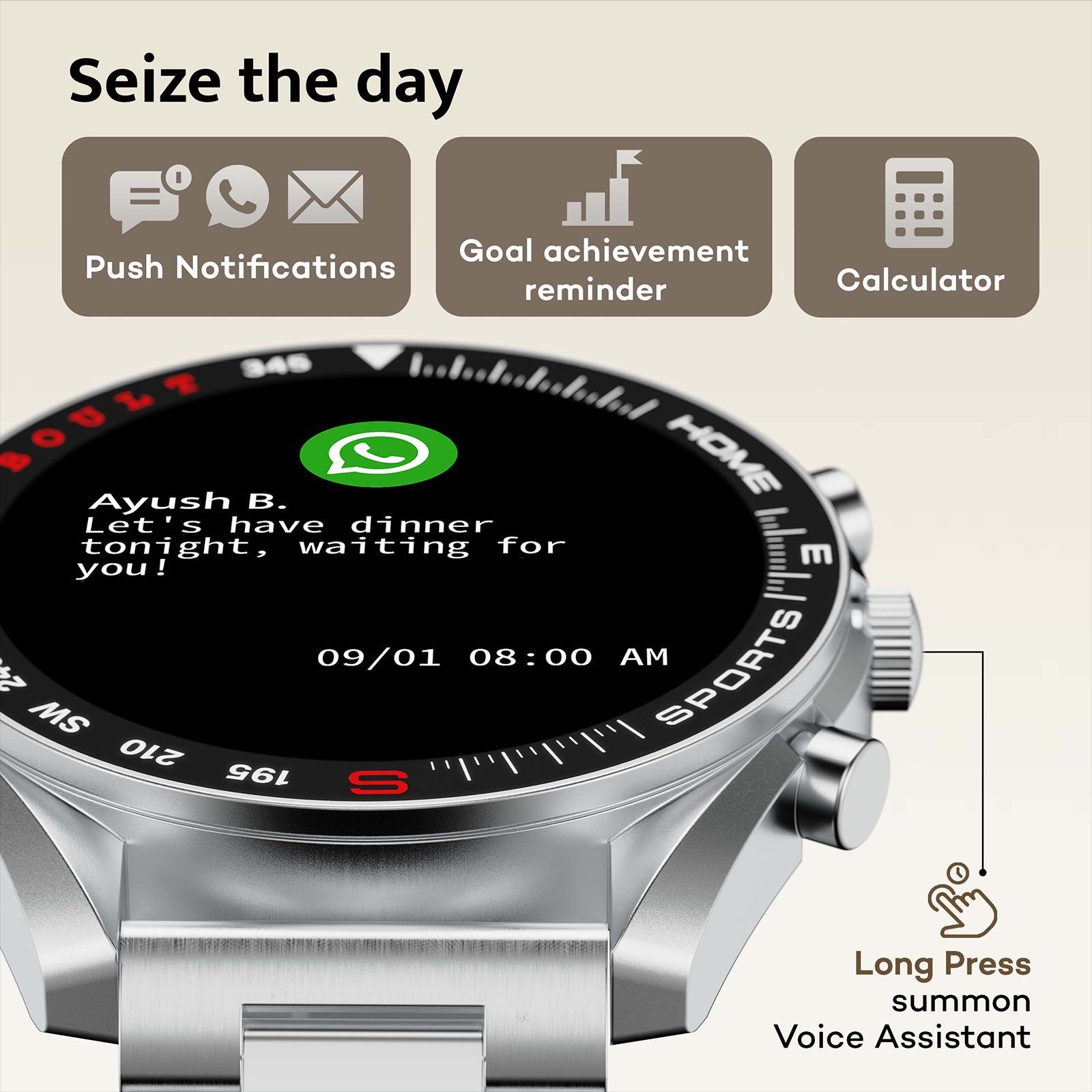 GOBOULT Radian Smartwatch with Bluetooth Calling (35.3mm HD Display, IP67 Water Resistant, Inox Steel Strap)_15