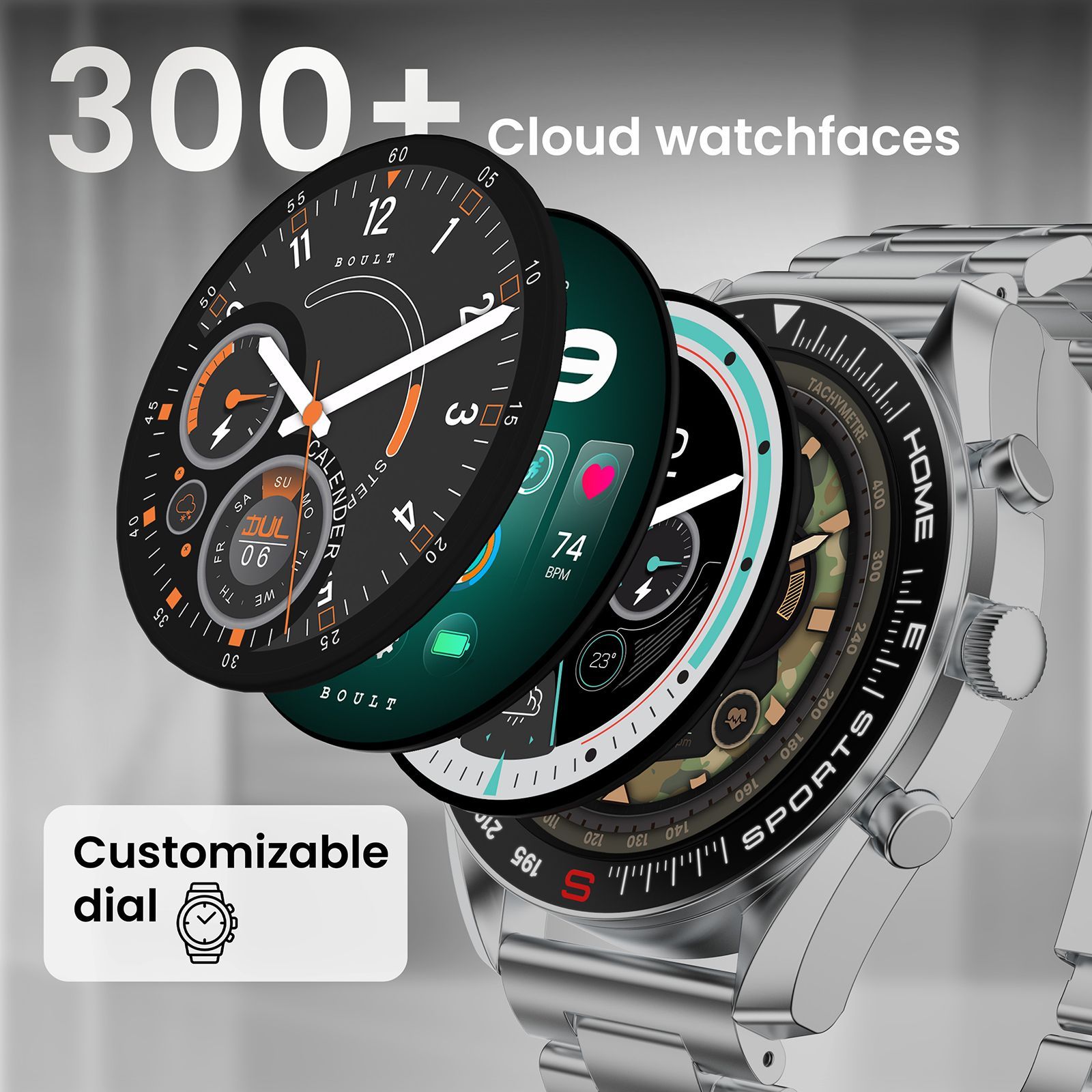 GOBOULT Radian Smartwatch with Bluetooth Calling (35.3mm HD Display, IP67 Water Resistant, Inox Steel Strap)_5
