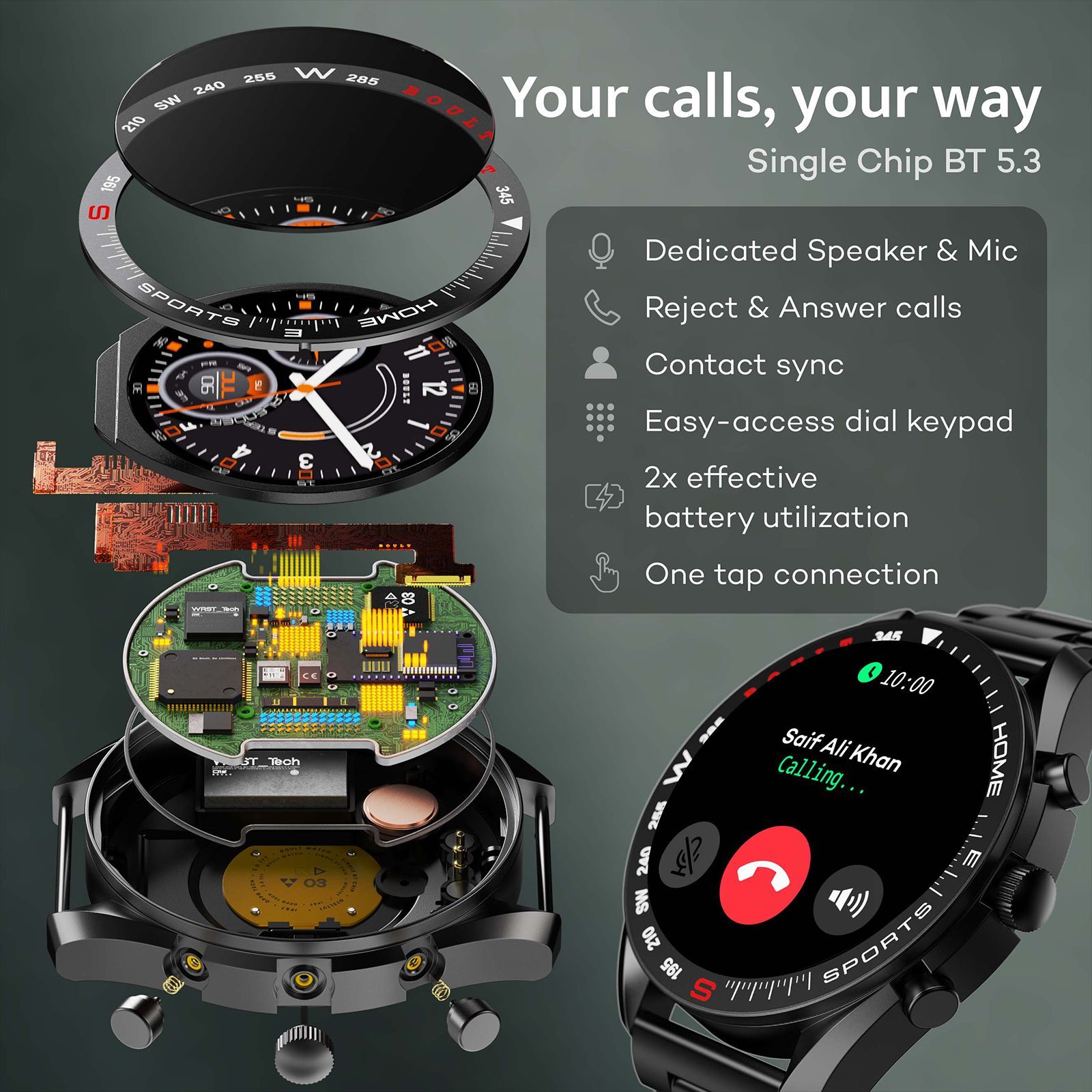 GOBOULT Radian Smartwatch with Bluetooth Calling (35.3mm HD Display, IP67 Water Resistant, Coal Black Strap)_13