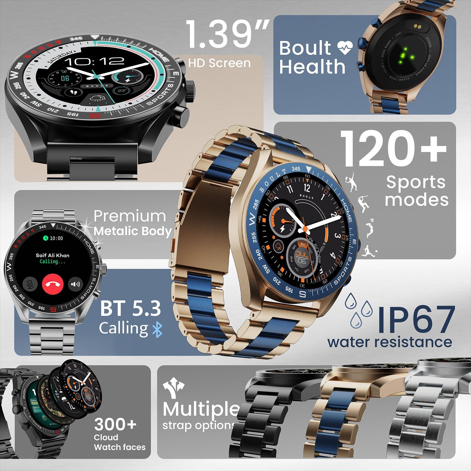 GOBOULT Radian Smartwatch with Bluetooth Calling (35.3mm HD Display, IP67 Water Resistant, Coal Black Strap)_16