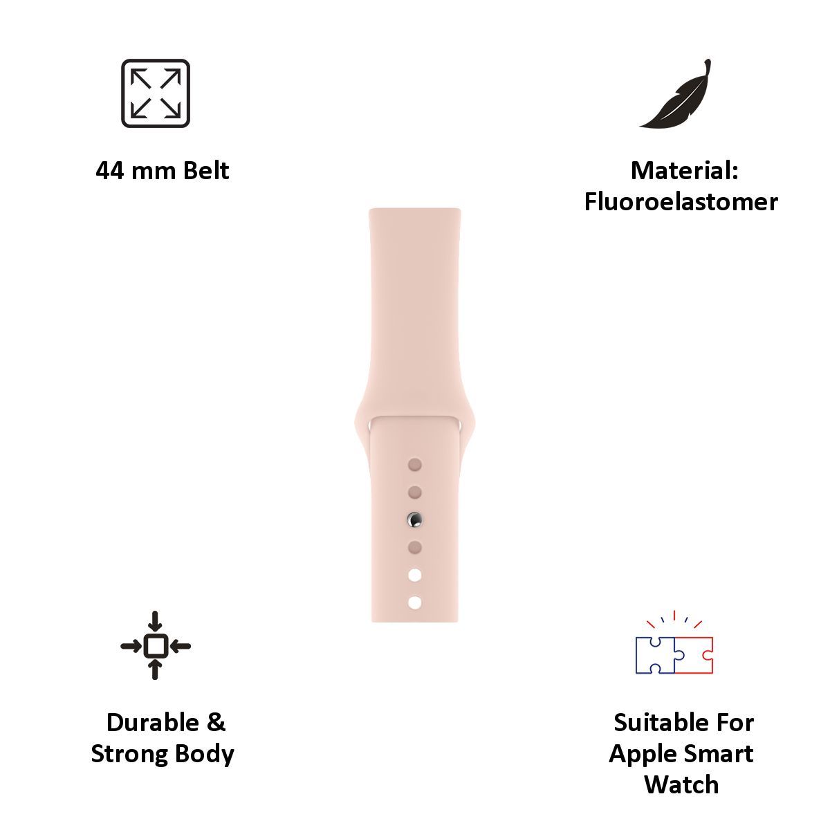 Apple Fluoroelastomer Sport Band for Apple iWatch (42mm / 44mm) (Innovative and Secure Closure) (Pink Sand)_5