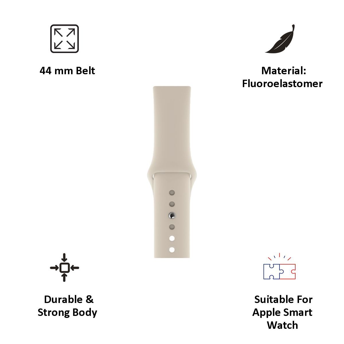 Apple Fluoroelastomer Strap for Apple iWatch (42mm / 44mm) (Stone)_5