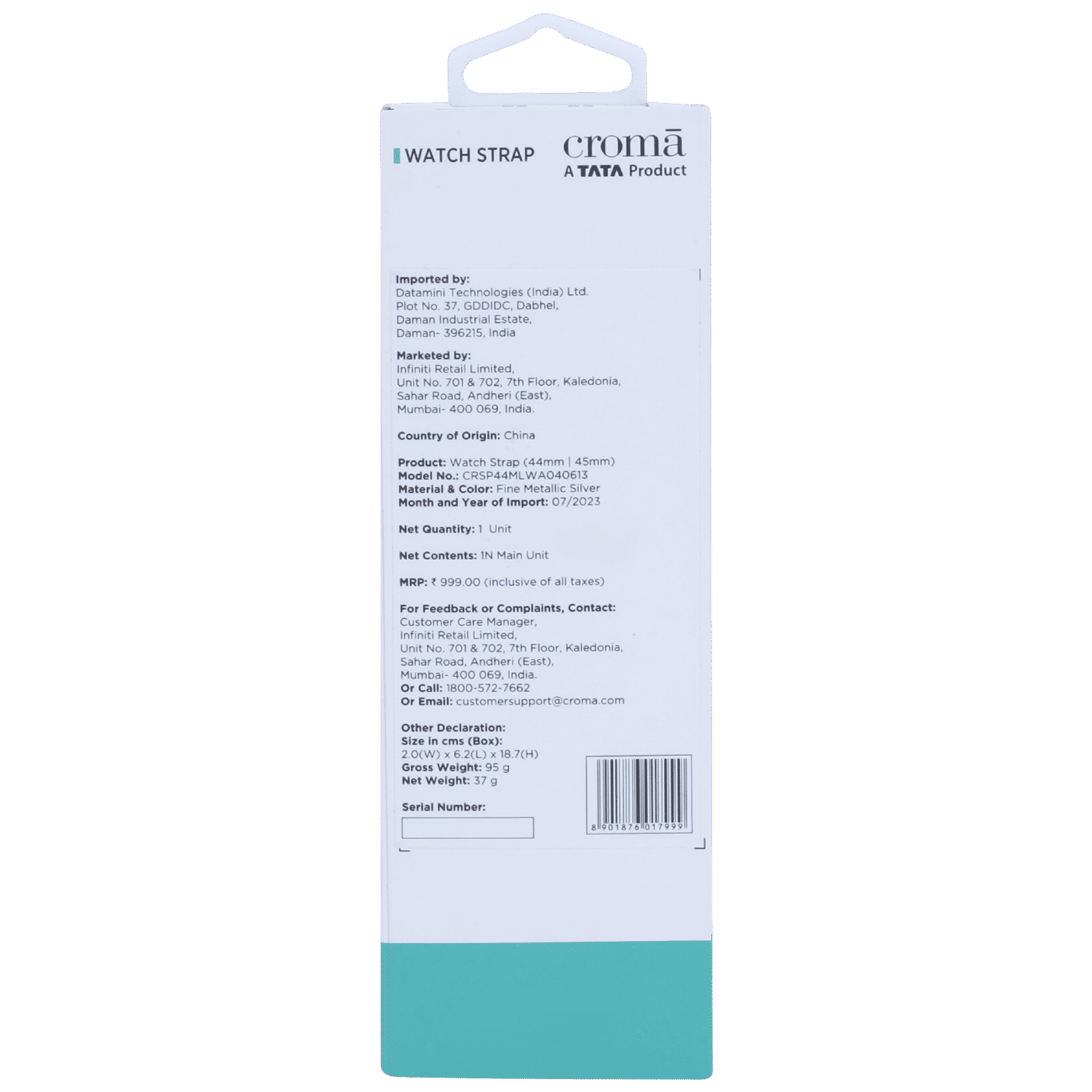 Croma Fine Metallic Strap for Apple iWatch (42mm / 44mm / 45mm) (Apple Compatible, Silver)_6