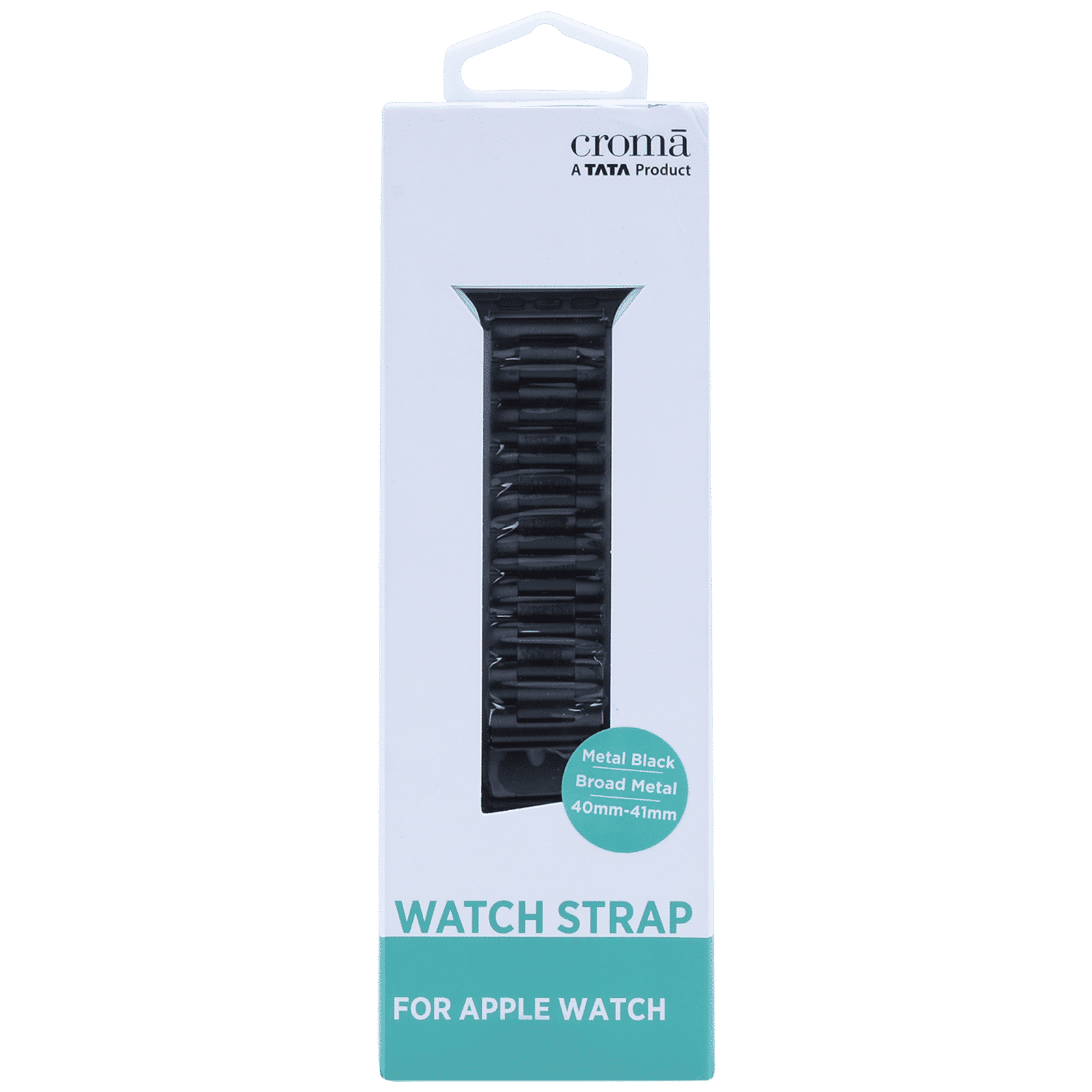 Croma Broad Metallic Strap for Apple iWatch (38mm / 40mm / 41mm) (Apple Compatible, Black)_3