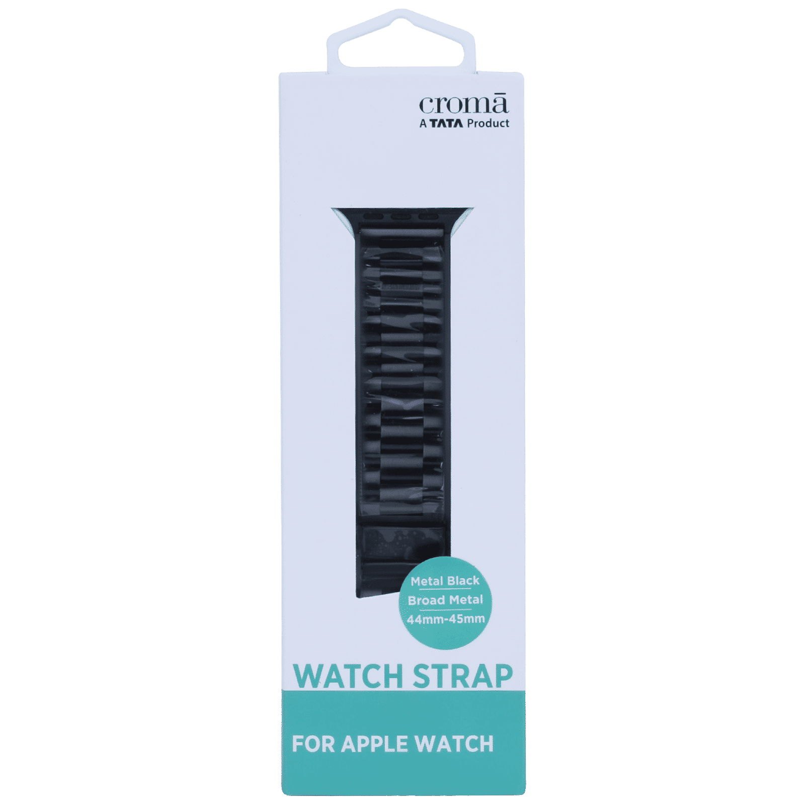 Croma Broad Metallic Strap for Apple iWatch (42mm / 44mm / 45mm) (Apple Compatible, Black)_3