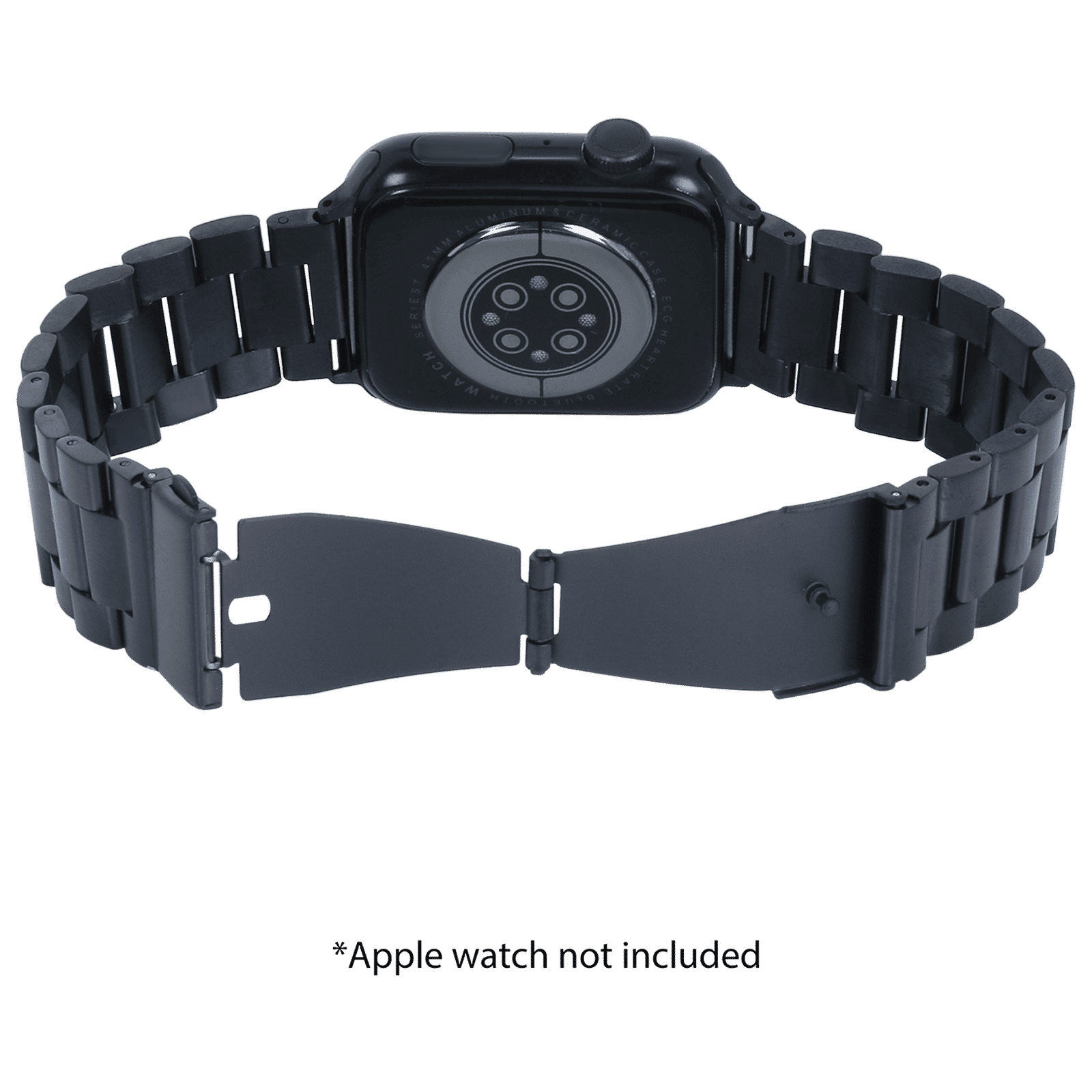 Croma Broad Metallic Strap for Apple iWatch (42mm / 44mm / 45mm) (Apple Compatible, Black)_6