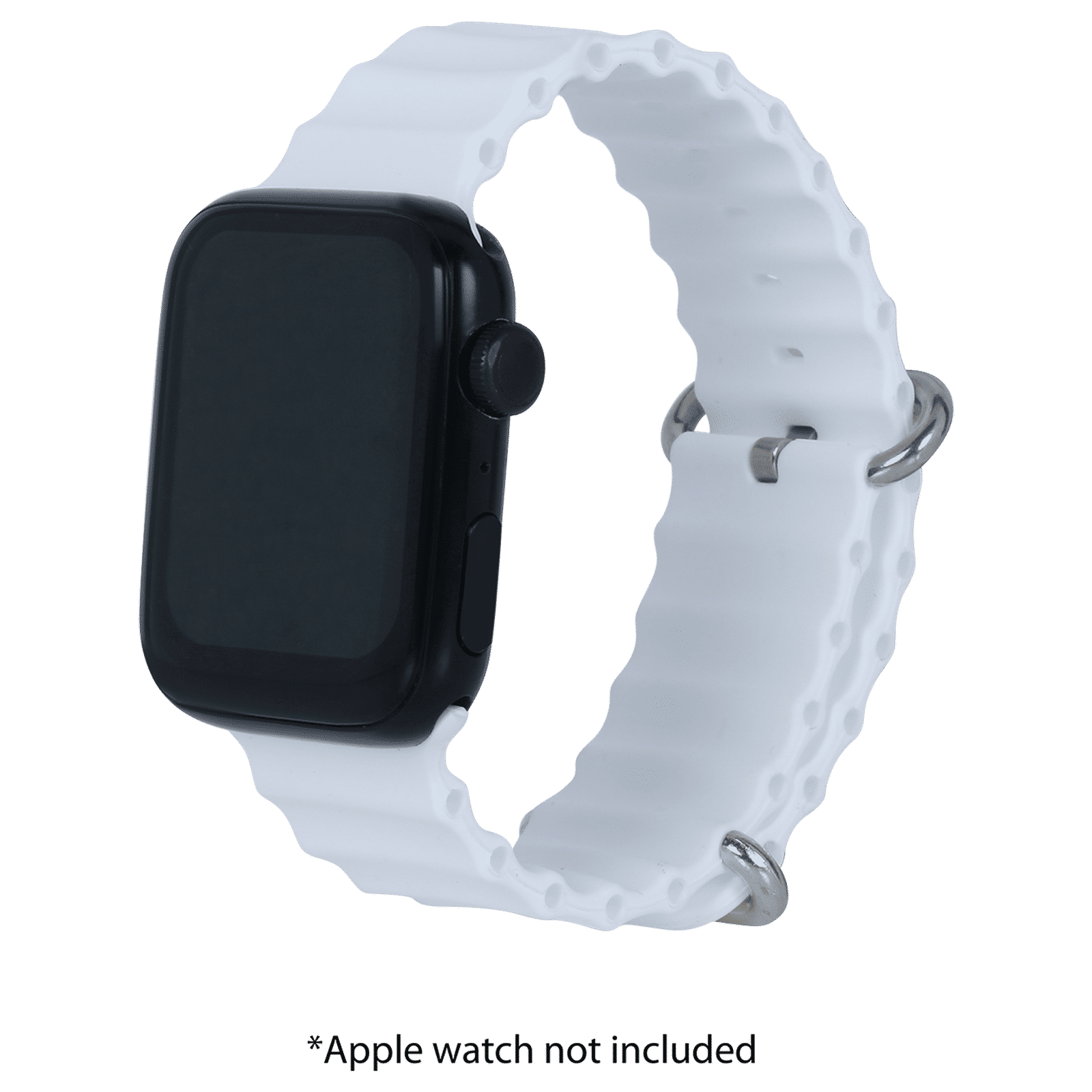 Croma Soft Silicone Ridged Strap for Apple iWatch (38mm / 40mm / 41mm) (Apple Compatible, White)_4