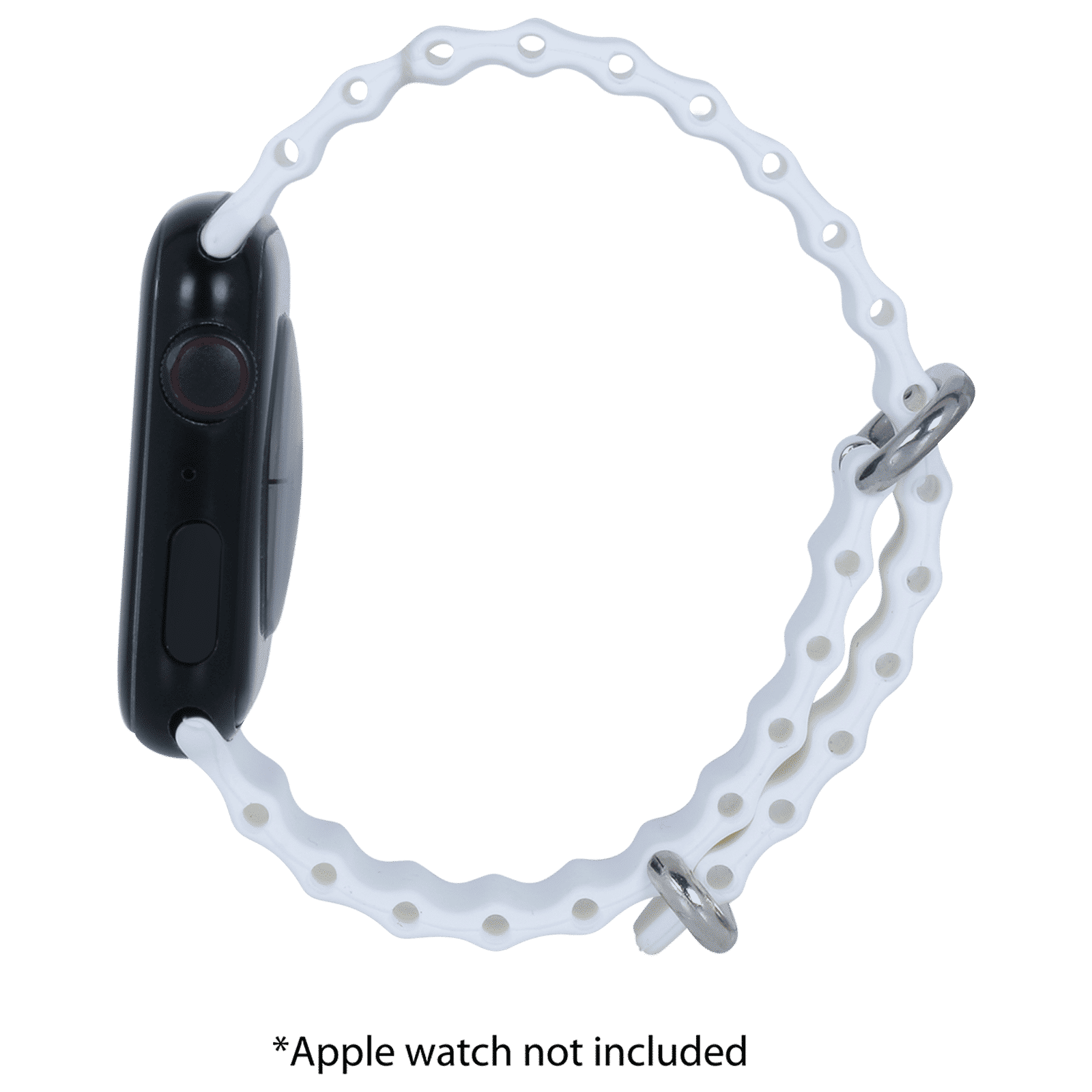 Croma Soft Silicone Ridged Strap for Apple iWatch (38mm / 40mm / 41mm) (Apple Compatible, White)_5