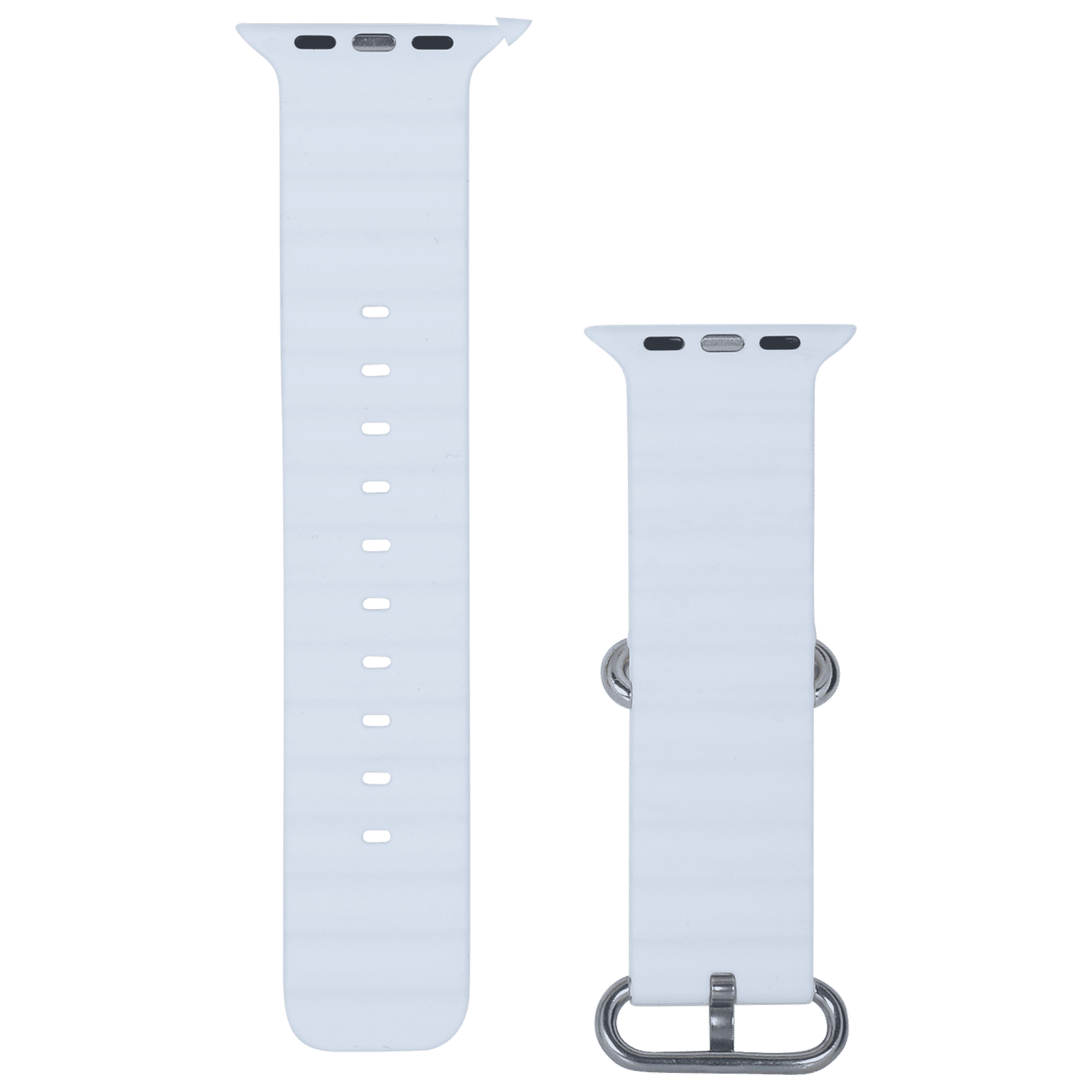 Croma Soft Silicone Ridged Strap for Apple iWatch (42mm / 44mm / 45mm) (Apple Compatible, White)_2