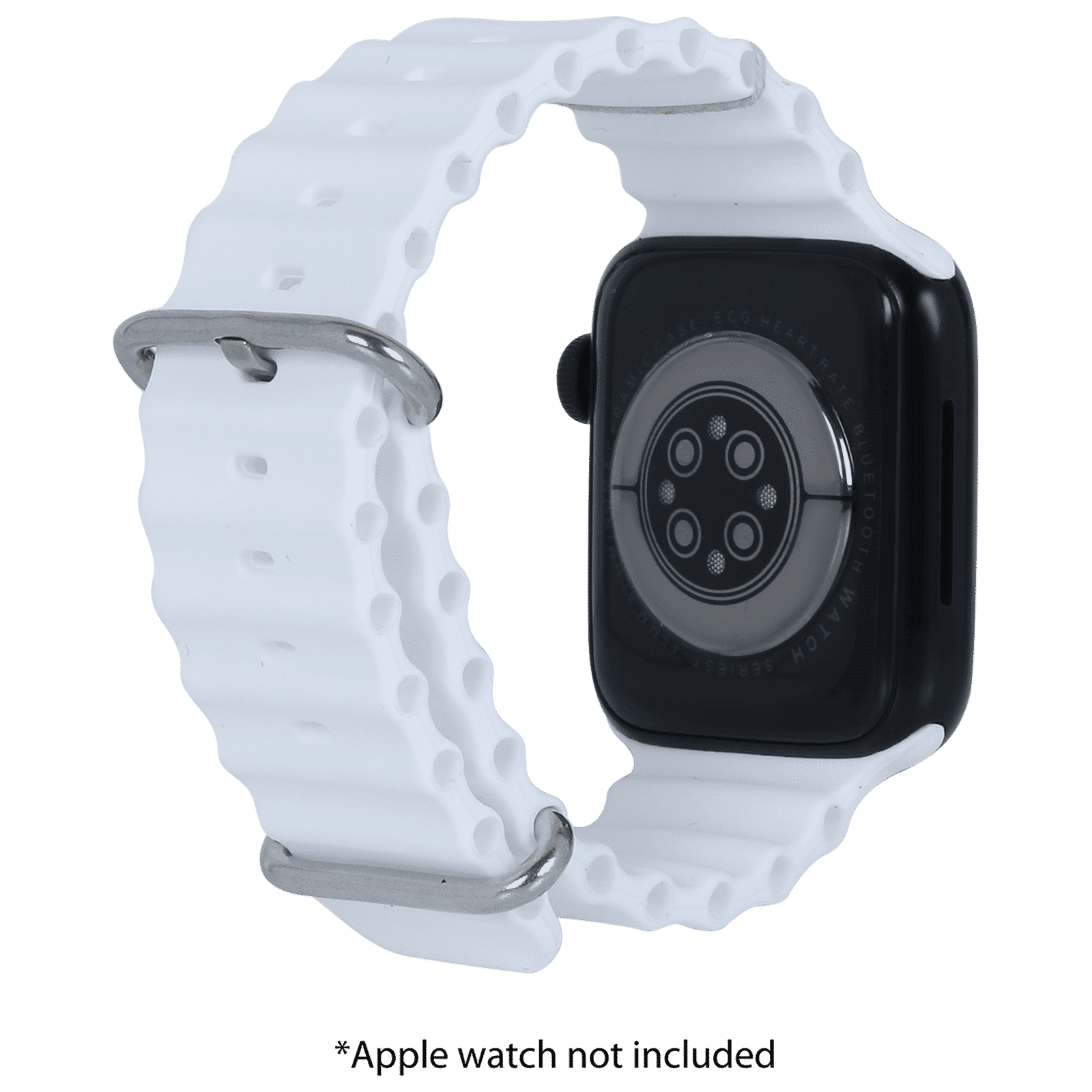 Croma Soft Silicone Ridged Strap for Apple iWatch (42mm / 44mm / 45mm) (Apple Compatible, White)_3