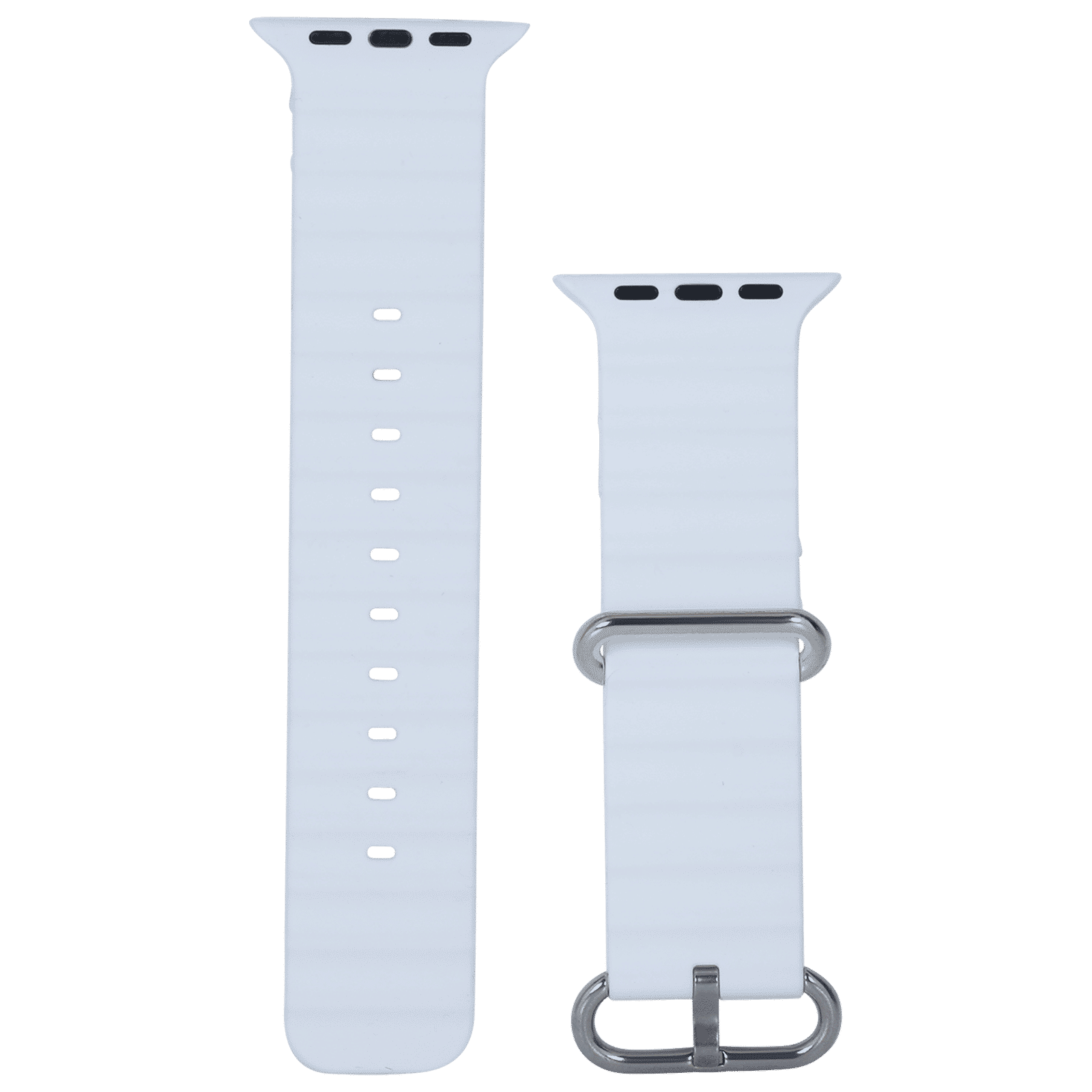 Croma Soft Silicone Ridged Strap for Apple iWatch (42mm / 44mm / 45mm) (Apple Compatible, White)_1