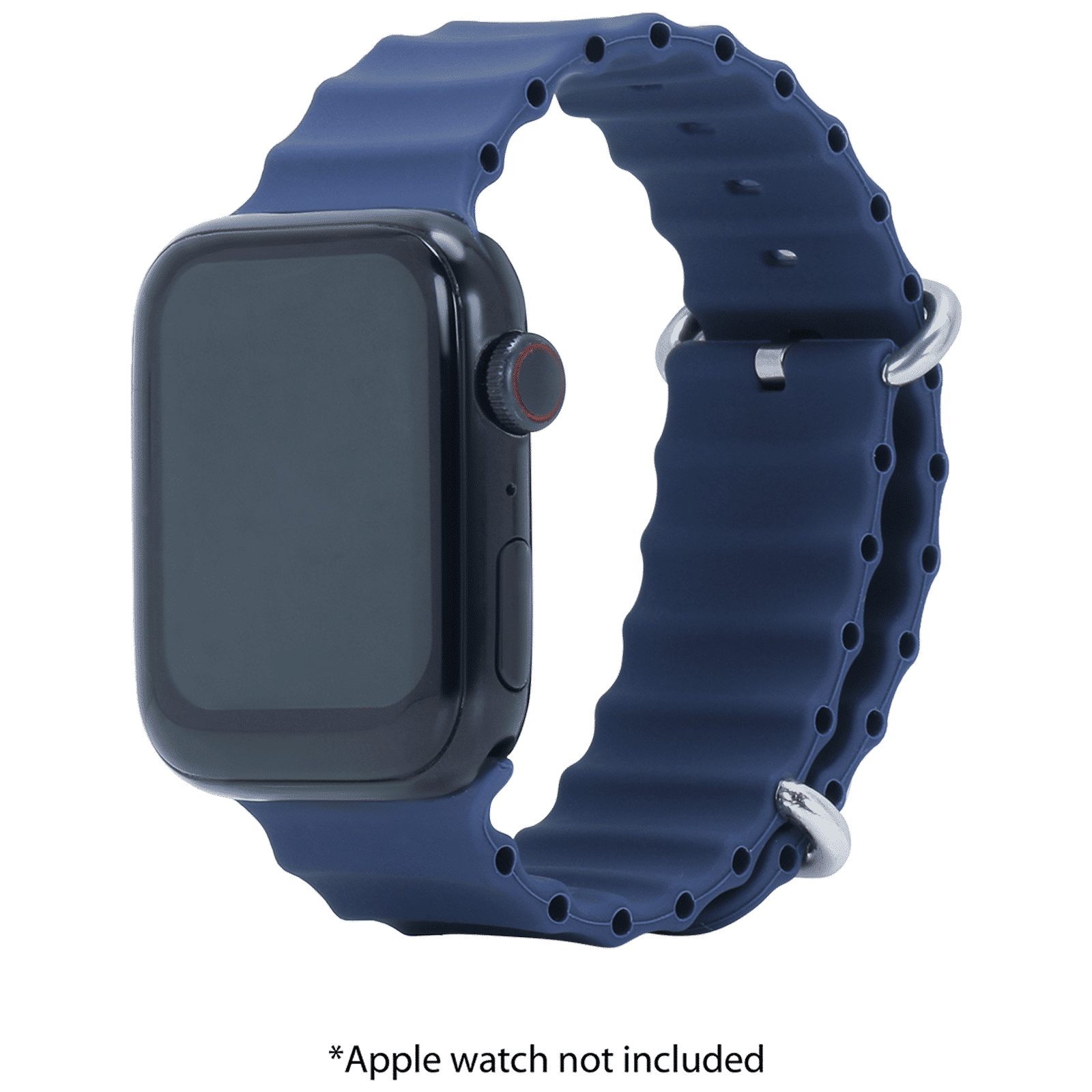 Croma Soft Silicone Ridged Strap for Apple iWatch (38mm / 40mm / 41mm) (Apple Compatible, Blue)_4