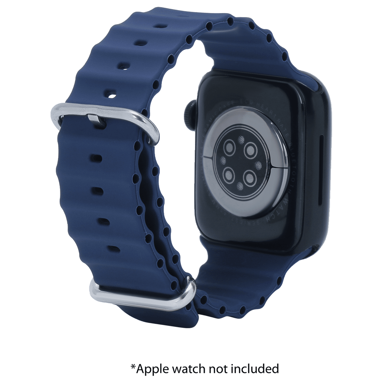 Croma Soft Silicone Ridged Strap for Apple iWatch (42mm / 44mm / 45mm) (Apple Compatible, Blue)_3