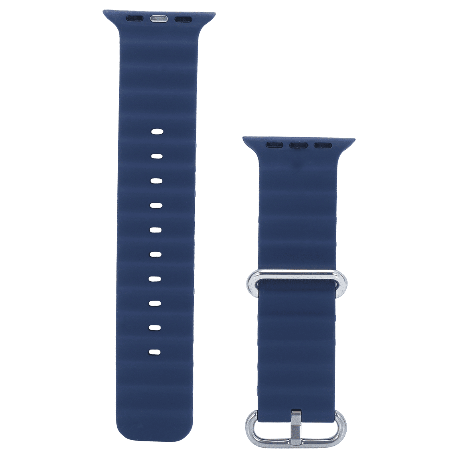 Croma Soft Silicone Ridged Strap for Apple iWatch (42mm / 44mm / 45mm) (Apple Compatible, Blue)_1