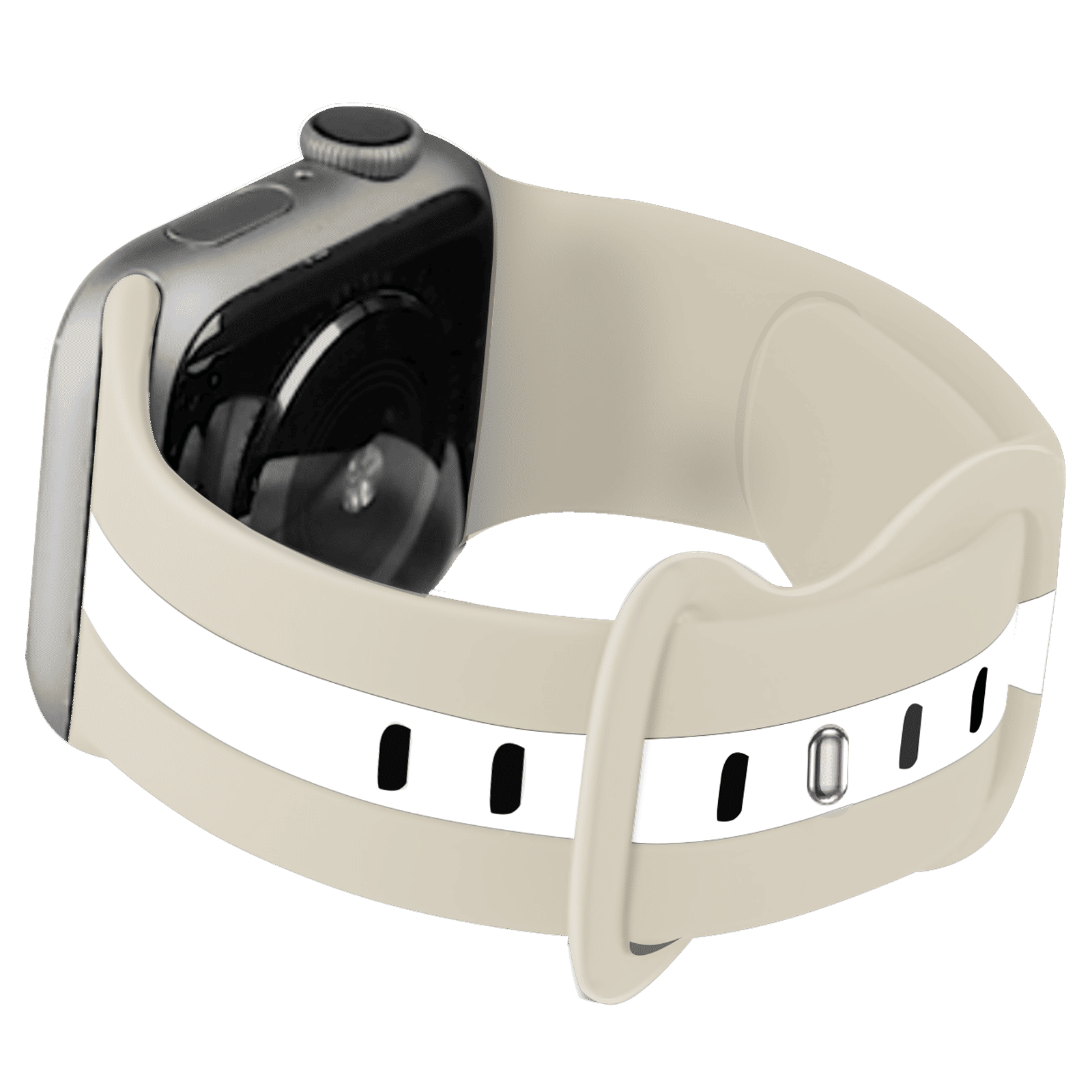 GRIPP TUTONE Silicone Strap for Apple iWatch Series 8, 7, 6, 5, 4, 3, 2, 1 (40mm / 41mm) (Soft and Comfortable, Walnut and White)_3