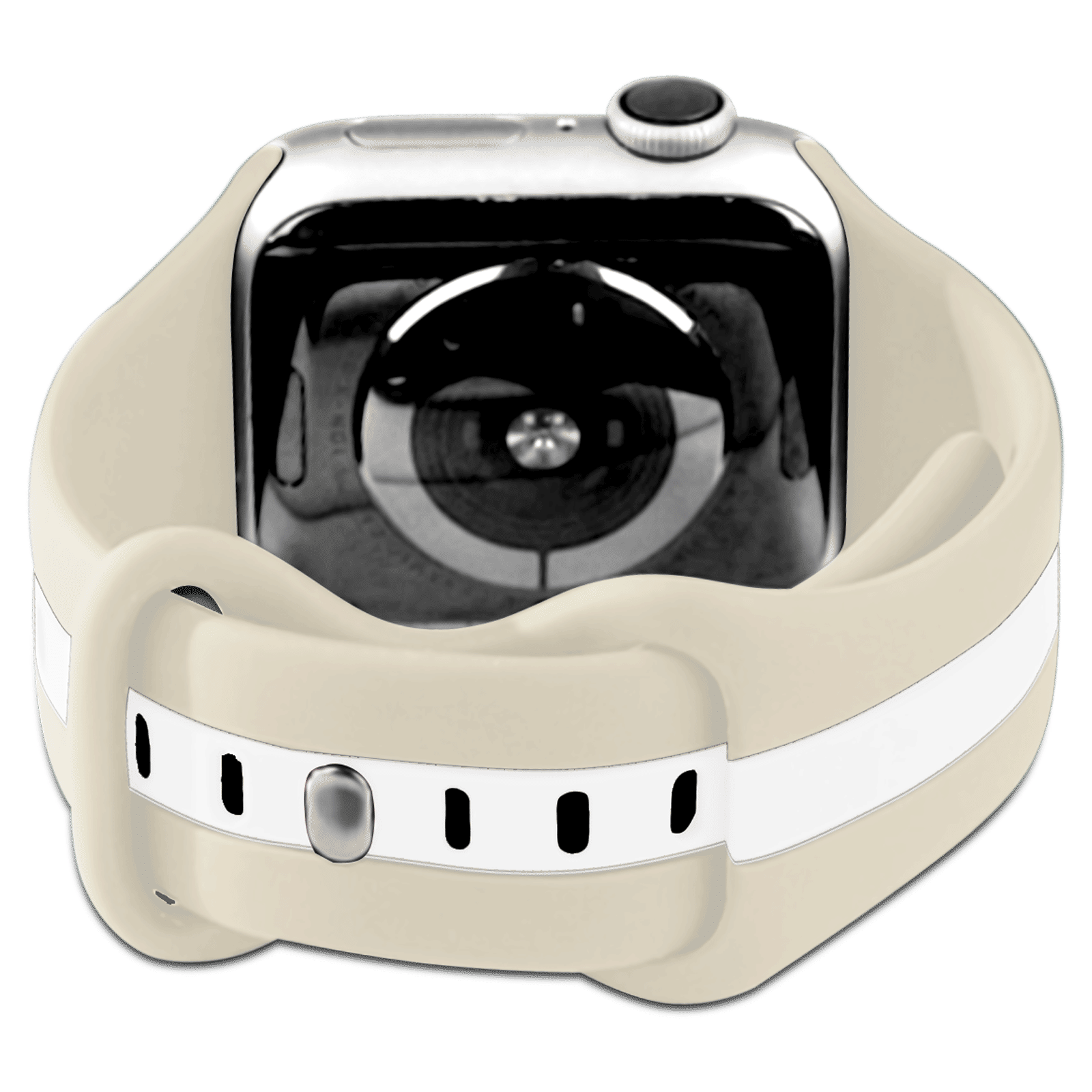 GRIPP TUTONE Silicone Strap for Apple iWatch Series 8, 7, 6, 5, 4, 3, 2, 1 (40mm / 41mm) (Soft and Comfortable, Walnut and White)_5