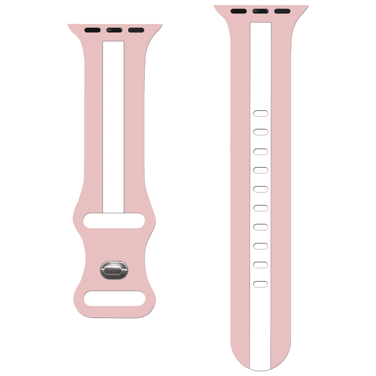 GRIPP Tutone Silicon Strap for Apple Watch Series SE, 1, 2, 3, 4, 5, 6, 7, 8, 9 & 10 (40mm / 41mm / 42mm) (Lightweight, Pink & White)_1