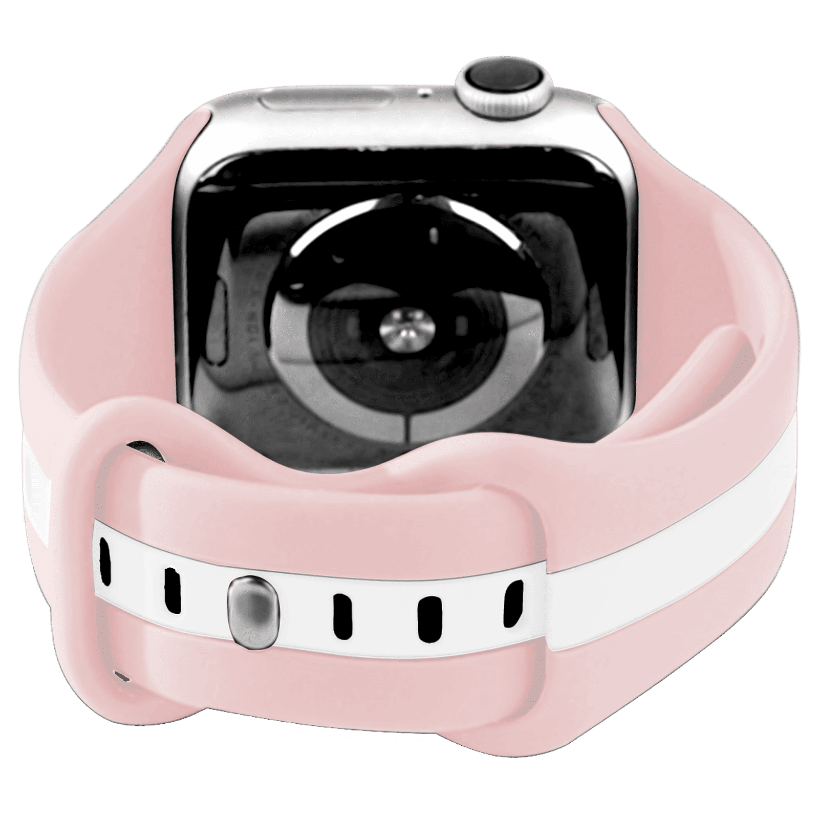 GRIPP Tutone Silicon Strap for Apple Watch Series SE, 1, 2, 3, 4, 5, 6, 7, 8, 9 & 10 (40mm / 41mm / 42mm) (Lightweight, Pink & White)_3