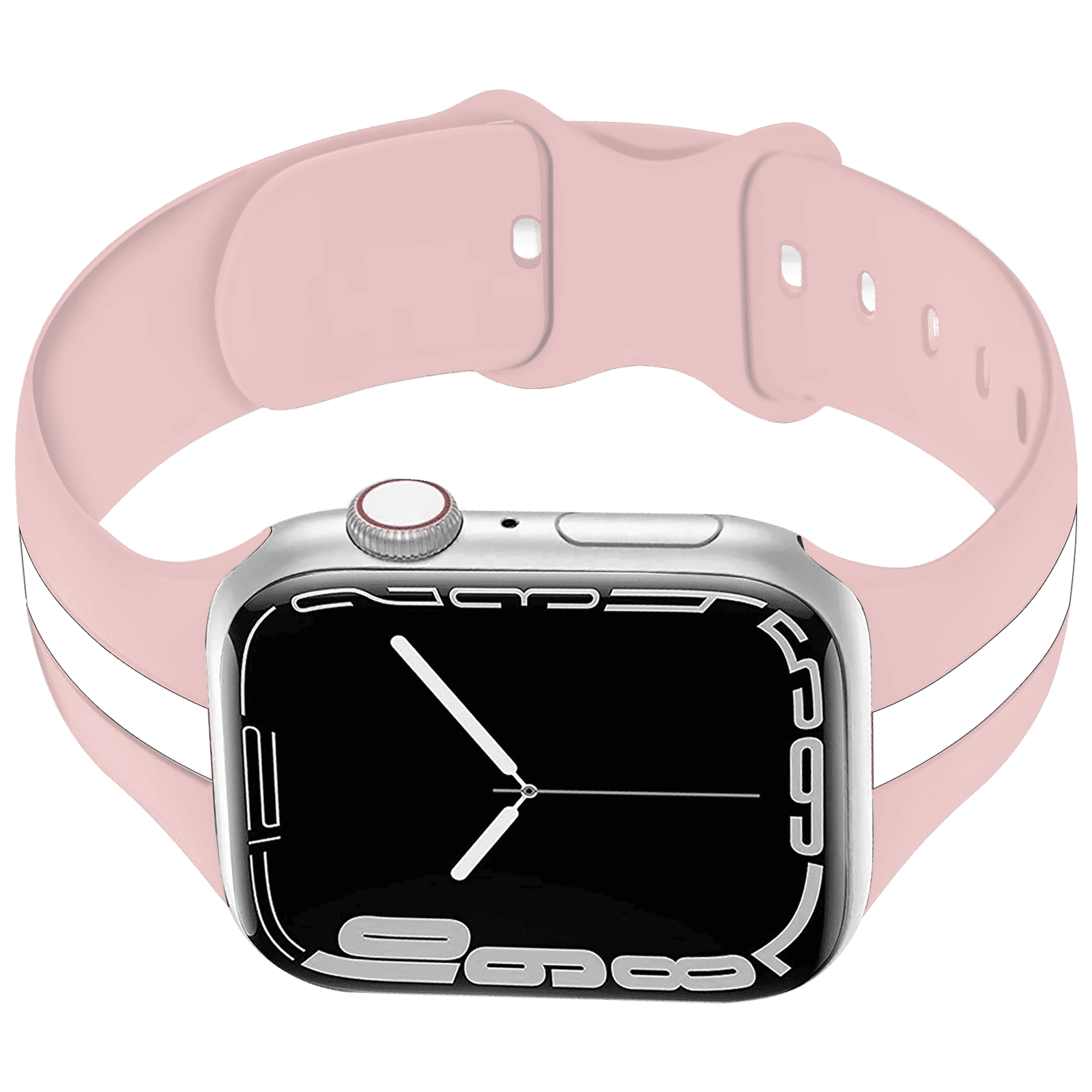 GRIPP Tutone Silicon Strap for Apple Watch Series SE, 1, 2, 3, 4, 5, 6, 7, 8, 9 & 10 (40mm / 41mm / 42mm) (Lightweight, Pink & White)_5