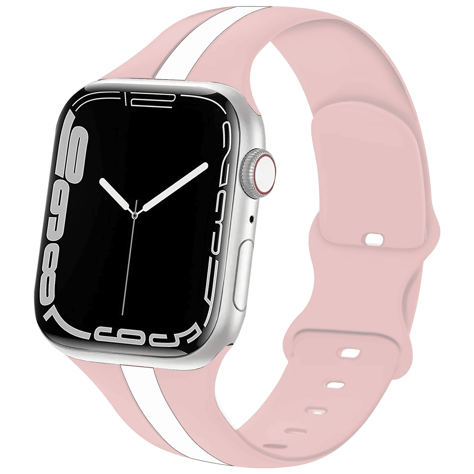 GRIPP Tutone Silicon Strap for Apple Watch Series SE, 1, 2, 3, 4, 5, 6, 7, 8, 9 & 10 (40mm / 41mm / 42mm) (Lightweight, Pink & White)_7