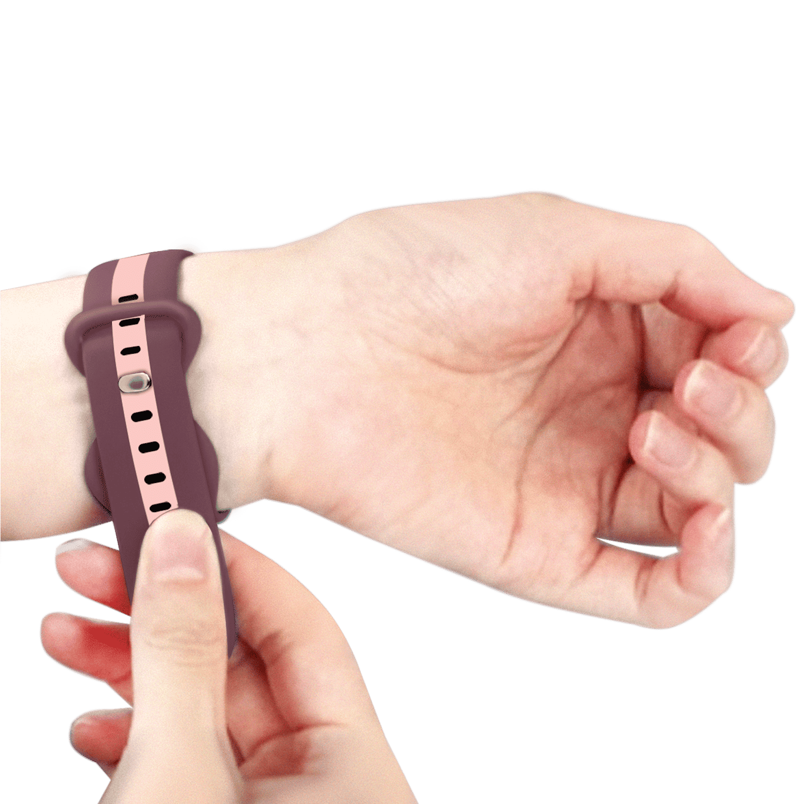 GRIPP TUTONE Silicone Strap for Apple iWatch Series 8, Series 7, Series 6, Series 5, Series 4, Series 3, Series 2, Series 1 (40mm / 41mm) (Soft and Comfortable, Mauve and Pink)_4