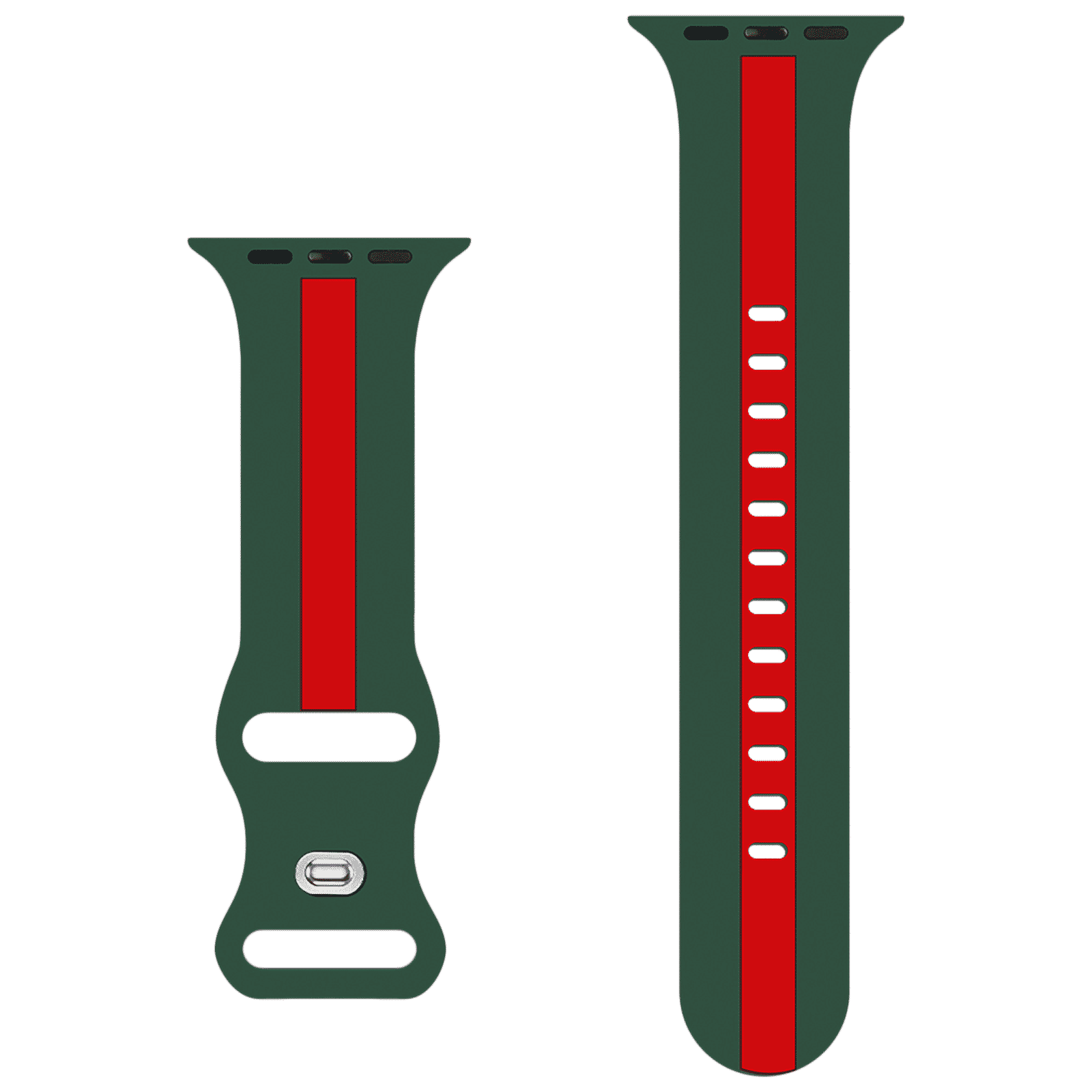 GRIPP Tutone Silicone Strap for Apple Watch Series Ultra, Ultra 2, SE, 4, 5, 6, 7, 8, 9, 10 (44mm / 45mm / 46mm / 49mm) (Soft and Comfortable, Green and Red)_1