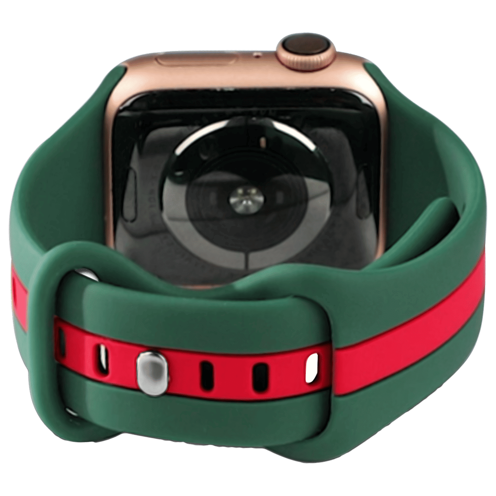GRIPP Tutone Silicone Strap for Apple Watch Series Ultra, Ultra 2, SE, 4, 5, 6, 7, 8, 9, 10 (44mm / 45mm / 46mm / 49mm) (Soft and Comfortable, Green and Red)_3
