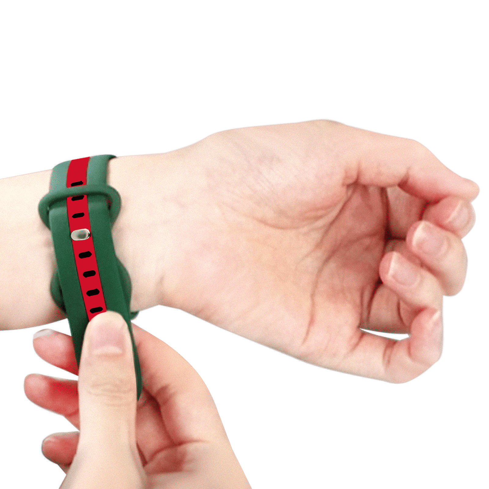 GRIPP Tutone Silicone Strap for Apple Watch Series Ultra, Ultra 2, SE, 4, 5, 6, 7, 8, 9, 10 (44mm / 45mm / 46mm / 49mm) (Soft and Comfortable, Green and Red)_4