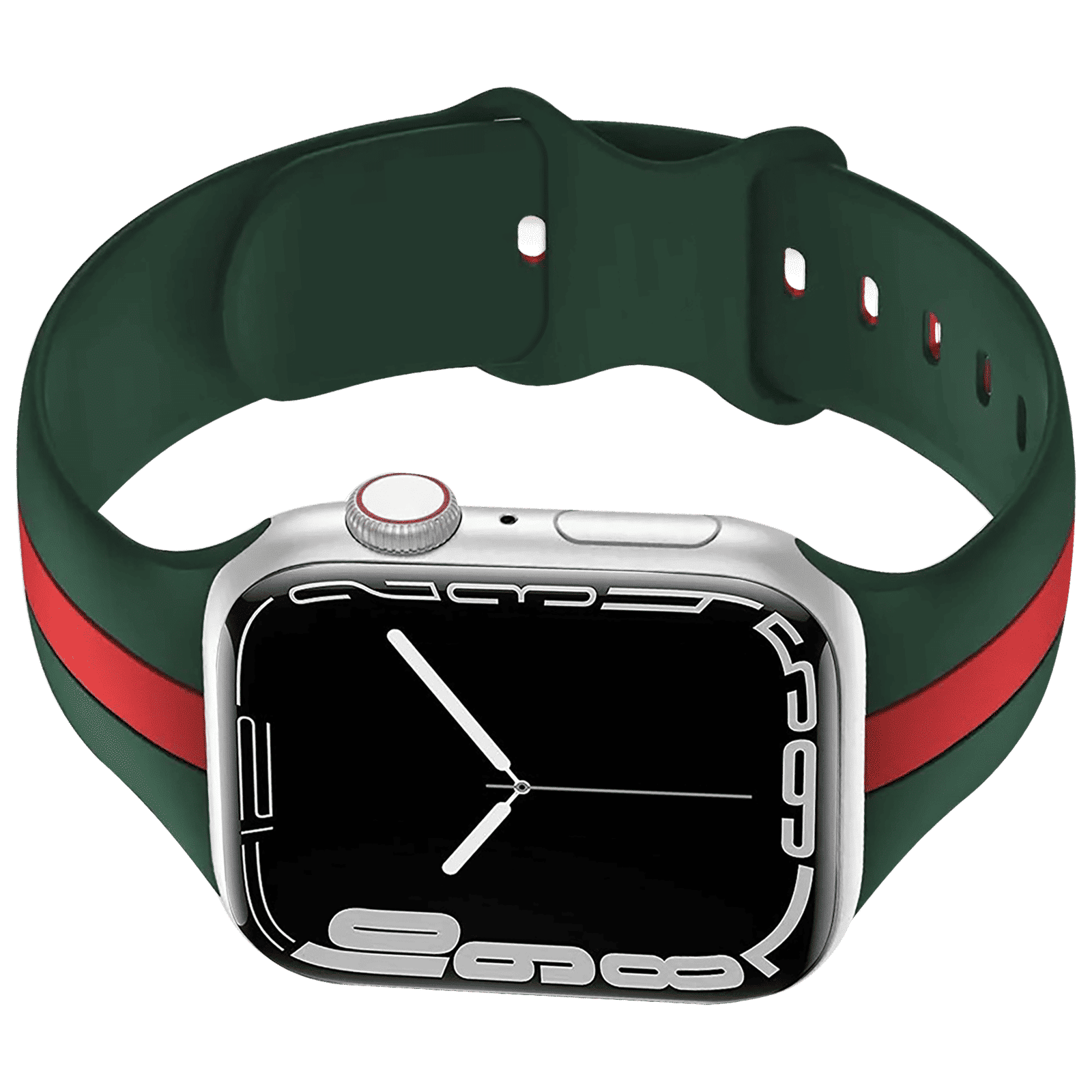 GRIPP Tutone Silicone Strap for Apple Watch Series Ultra, Ultra 2, SE, 4, 5, 6, 7, 8, 9, 10 (44mm / 45mm / 46mm / 49mm) (Soft and Comfortable, Green and Red)_5