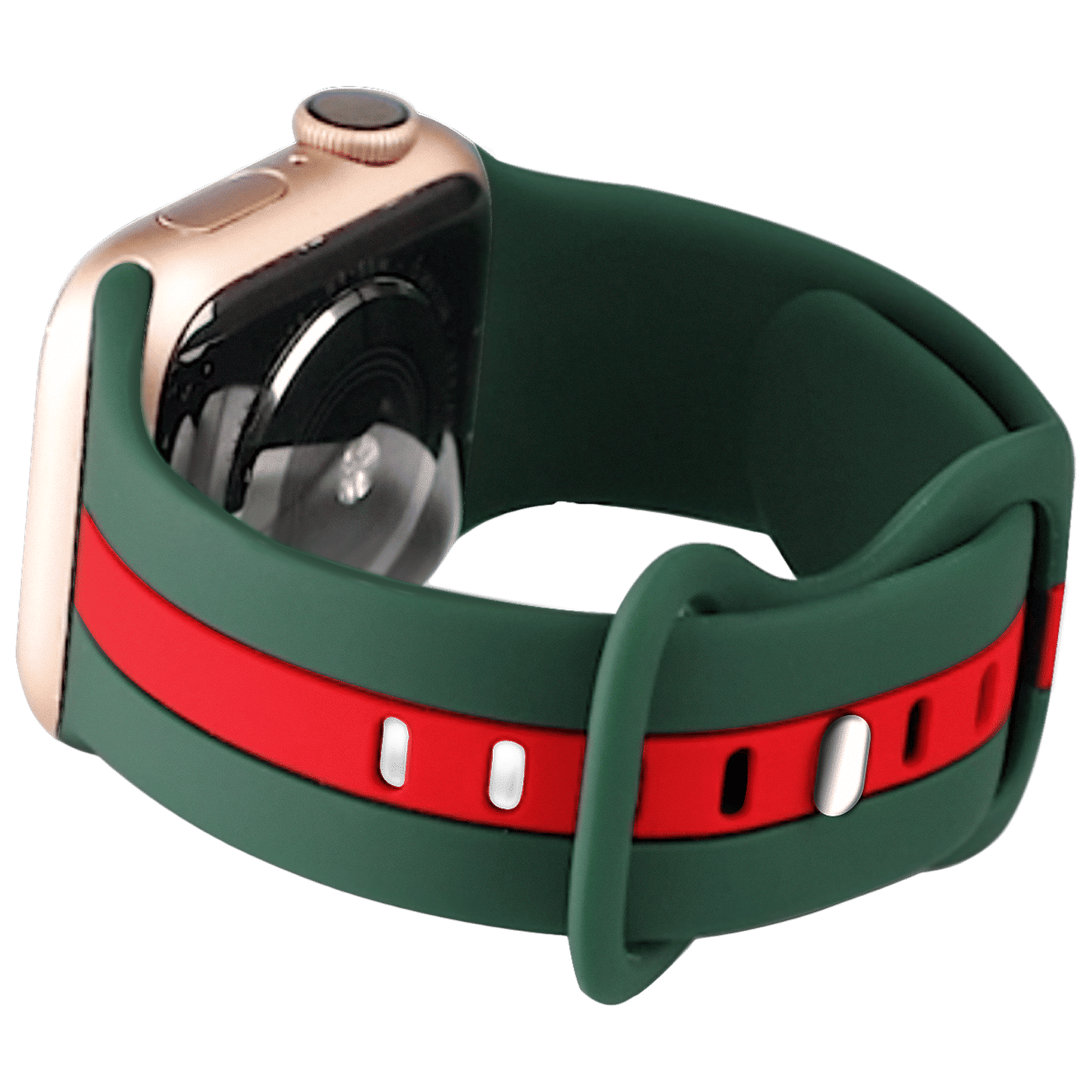 GRIPP Tutone Silicone Strap for Apple Watch Series Ultra, Ultra 2, SE, 4, 5, 6, 7, 8, 9, 10 (44mm / 45mm / 46mm / 49mm) (Soft and Comfortable, Green and Red)_6