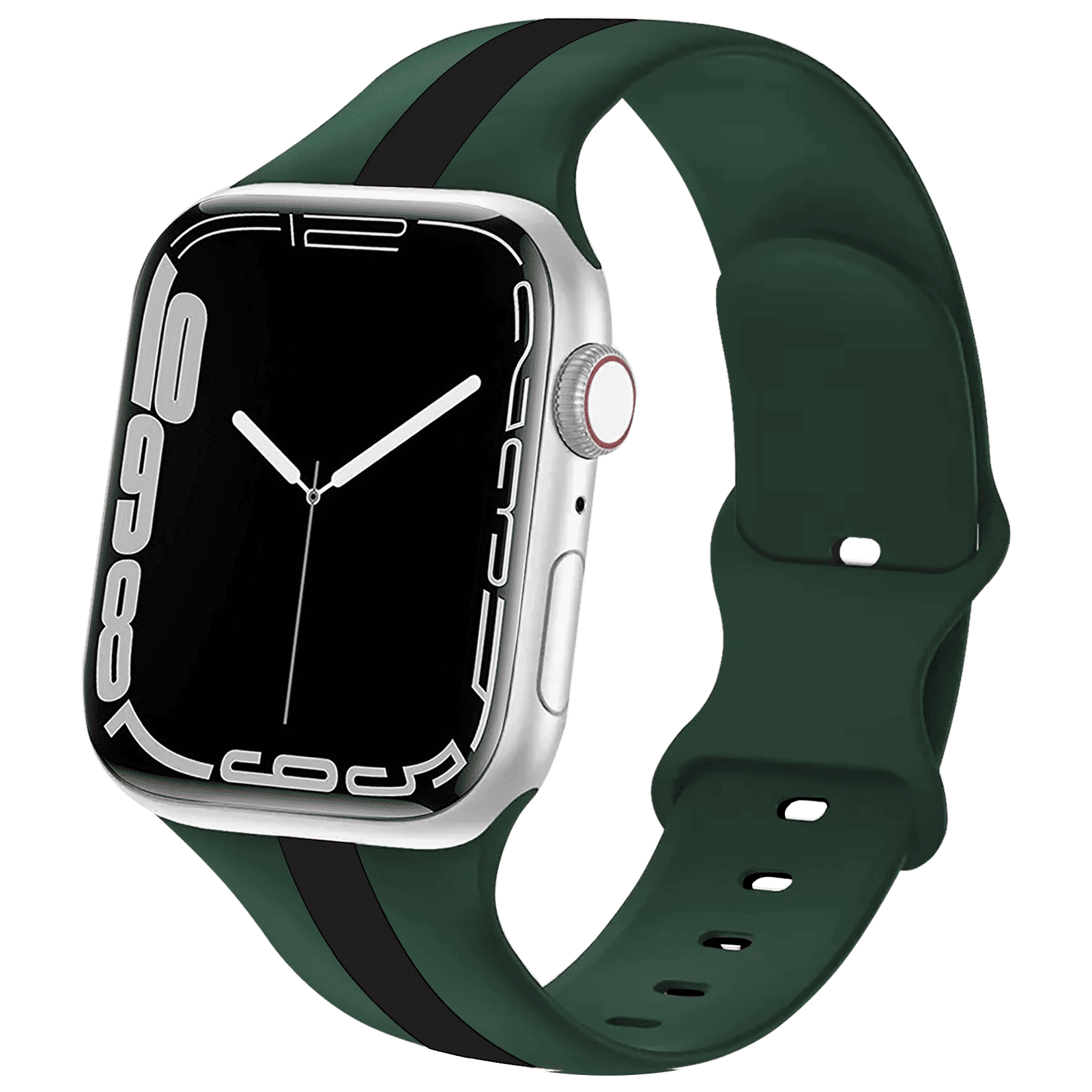 GRIPP TUTONE Silicone Strap for Apple iWatch Series 8, Series 7, Series 6, Series 5, Series 4, Series 3, Series 2, Series 1 (45mm / 49mm) (Soft and Comfortable, Green and Black)_7