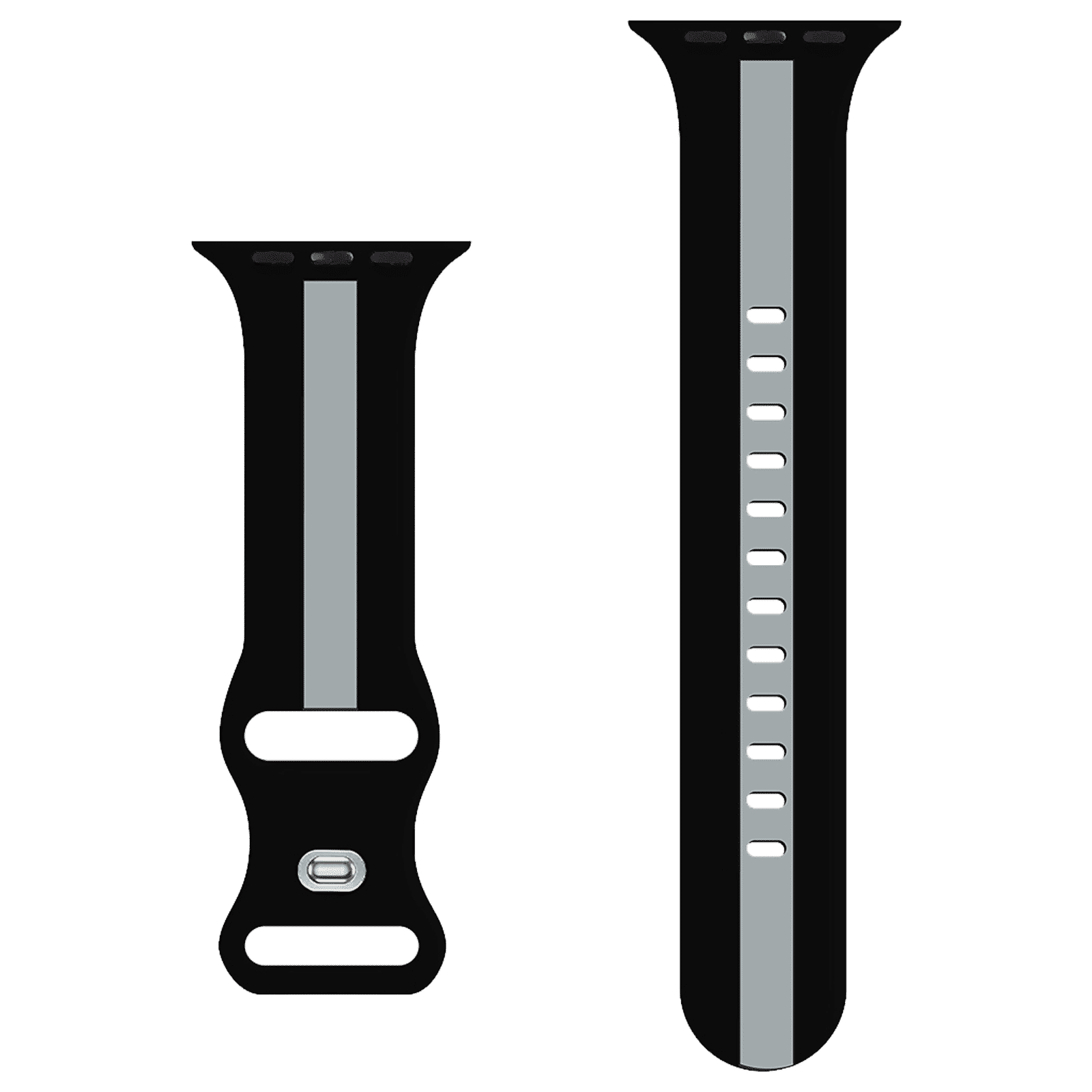GRIPP TUTONE Silicone Strap for Apple iWatch Series 8, Series 7, Series 6, Series 5, Series 4, Series 3, Series 2, Series 1 (45mm / 49mm) (Soft and Comfortable, Black and Grey)_1