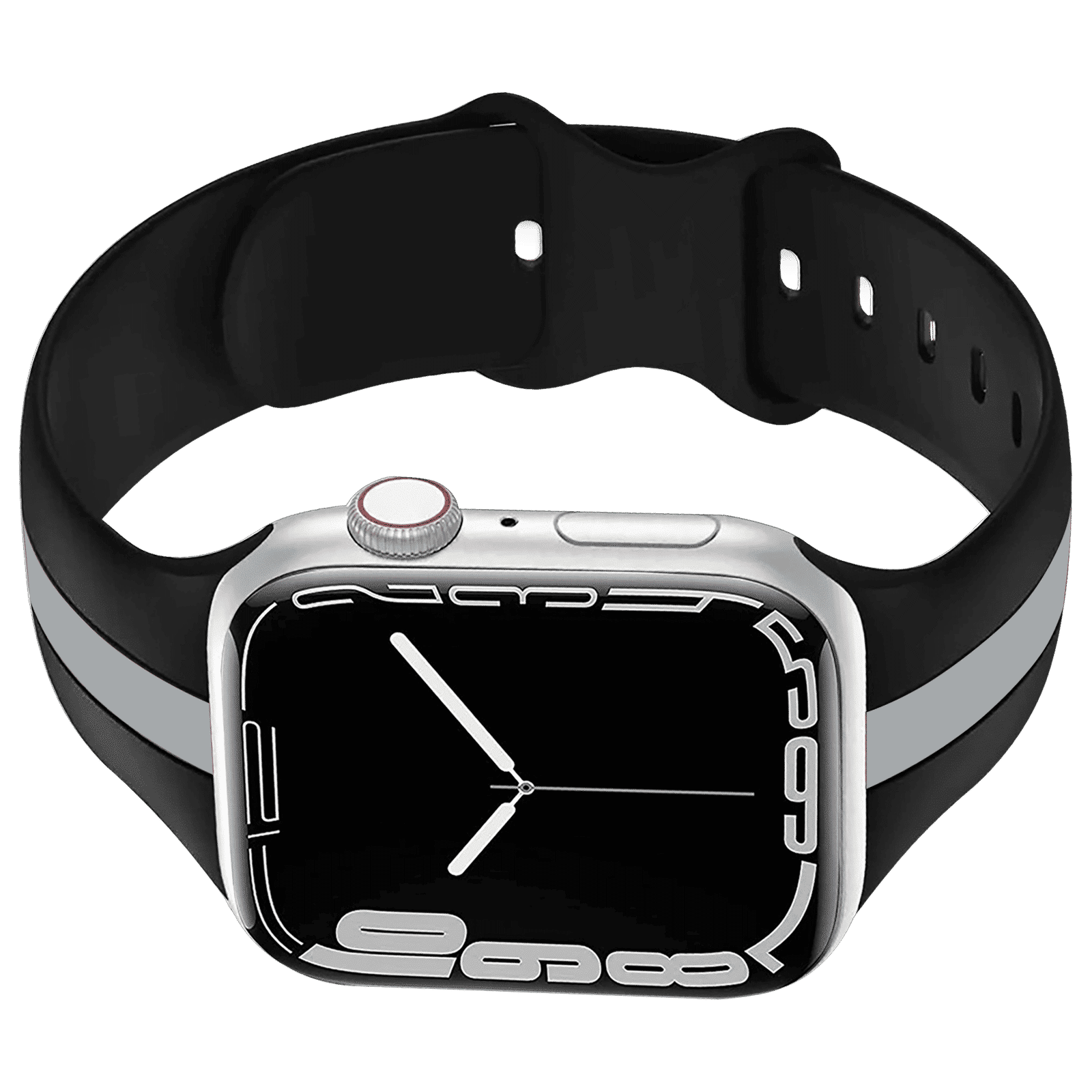 GRIPP TUTONE Silicone Strap for Apple iWatch Series 8, Series 7, Series 6, Series 5, Series 4, Series 3, Series 2, Series 1 (45mm / 49mm) (Soft and Comfortable, Black and Grey)_5