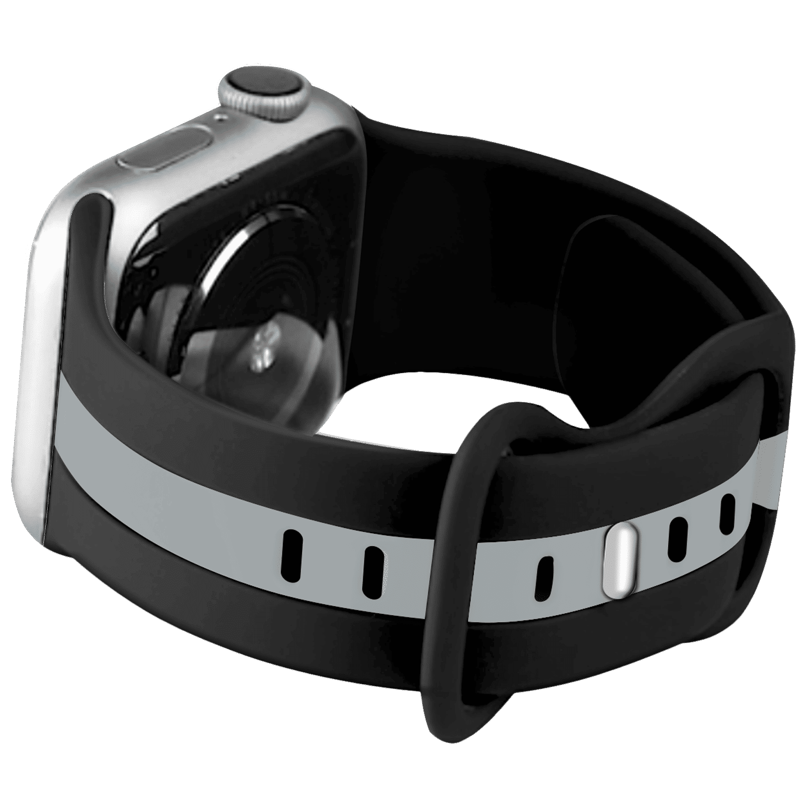 GRIPP TUTONE Silicone Strap for Apple iWatch Series 8, Series 7, Series 6, Series 5, Series 4, Series 3, Series 2, Series 1 (45mm / 49mm) (Soft and Comfortable, Black and Grey)_6