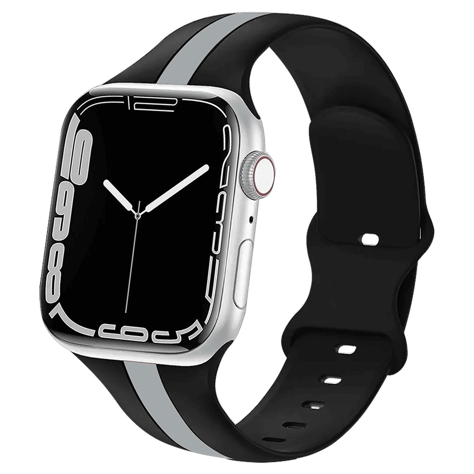 GRIPP TUTONE Silicone Strap for Apple iWatch Series 8, Series 7, Series 6, Series 5, Series 4, Series 3, Series 2, Series 1 (45mm / 49mm) (Soft and Comfortable, Black and Grey)_7