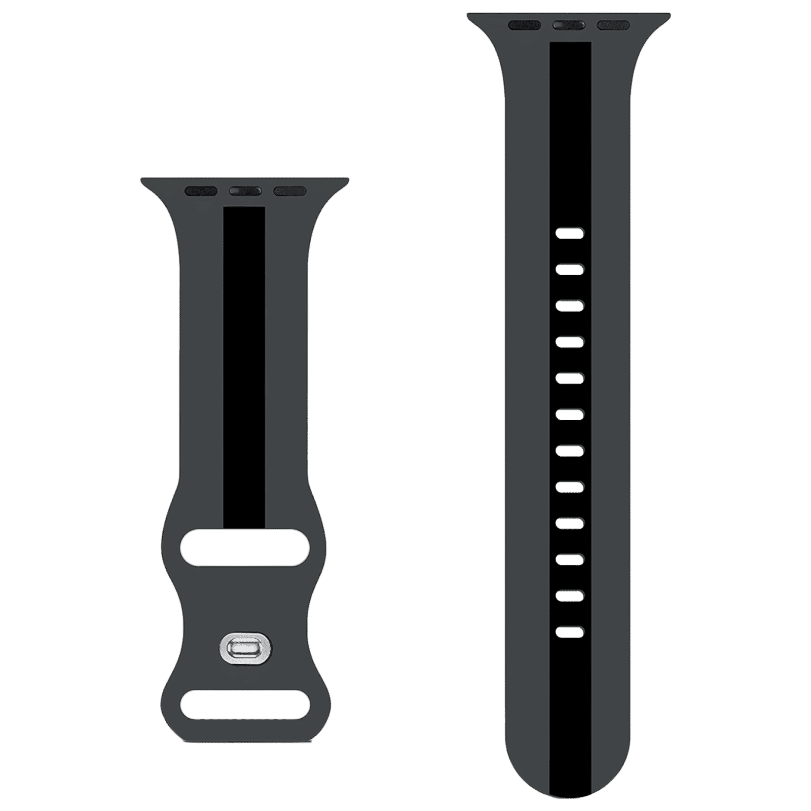 GRIPP TUTONE Silicone Strap for Apple iWatch Series 8, Series 7, Series 6, Series 5, Series 4, Series 3, Series 2, Series 1 (45mm / 49mm) (Soft and Comfortable, Grey and Black)_1