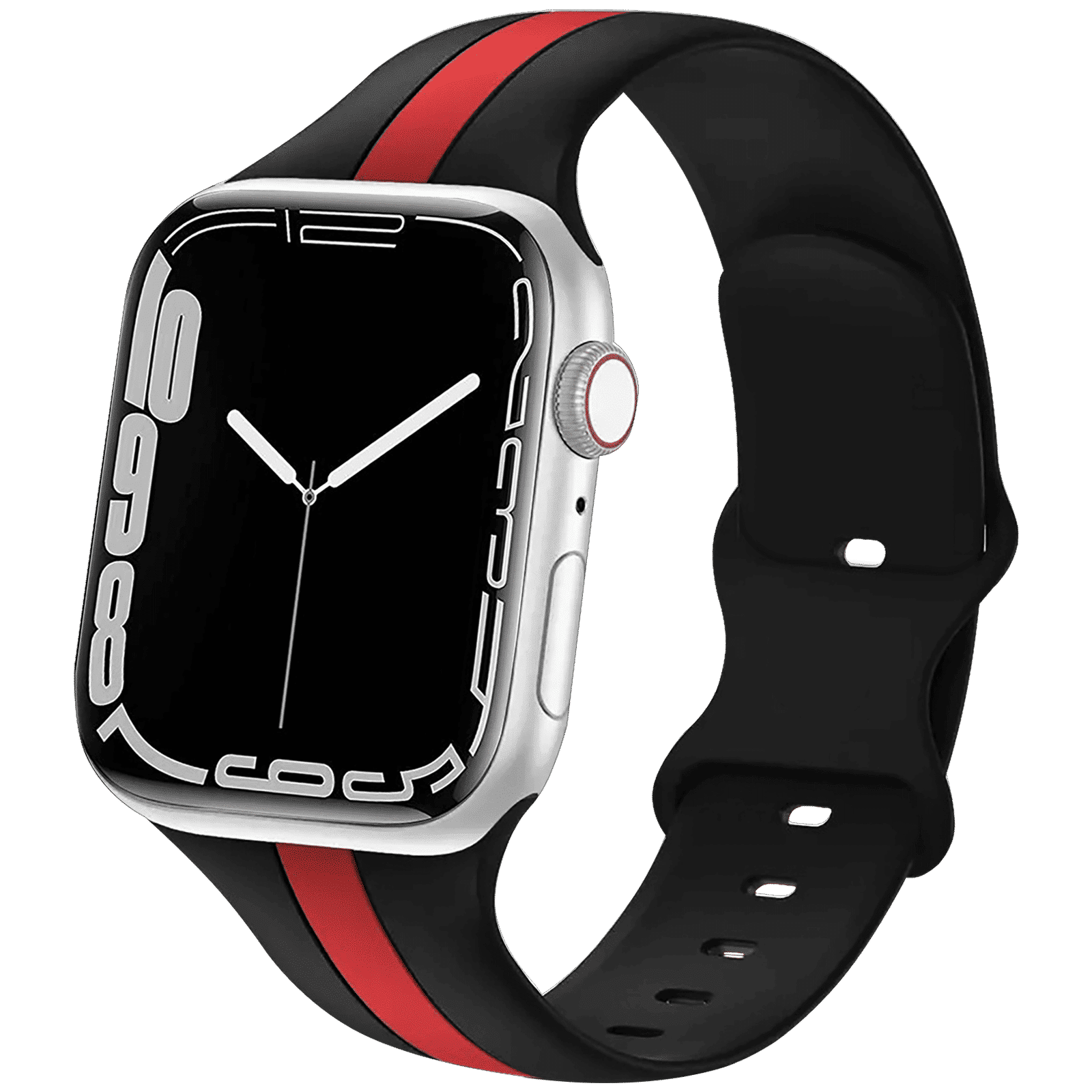 GRIPP TUTONE Silicone Strap for Apple iWatch Series 8, Series 7, Series 6, Series 5, Series 4, Series 3, Series 2, Series 1 (45mm / 49mm) (Soft and Comfortable, Black and Red)_2