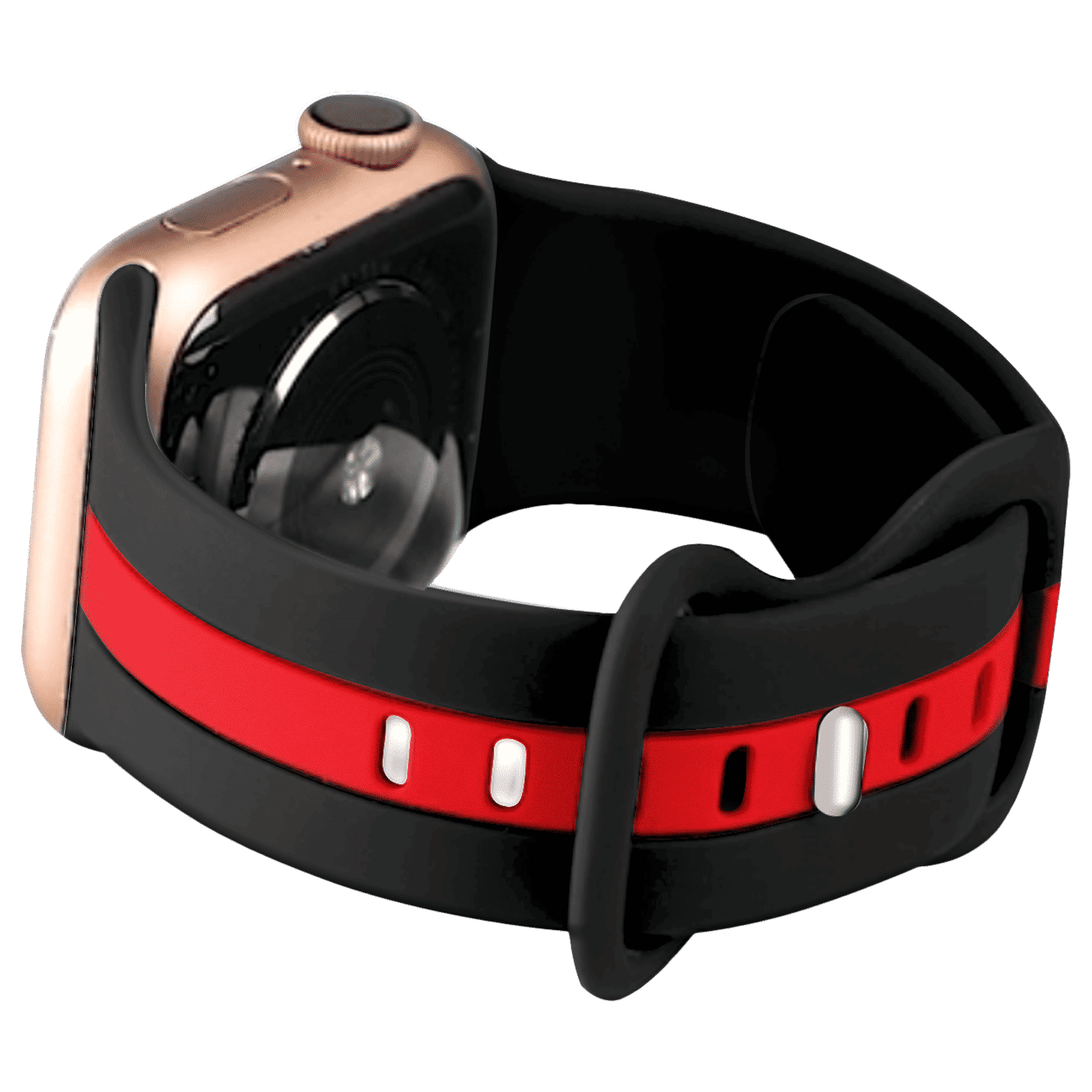 GRIPP TUTONE Silicone Strap for Apple iWatch Series 8, Series 7, Series 6, Series 5, Series 4, Series 3, Series 2, Series 1 (45mm / 49mm) (Soft and Comfortable, Black and Red)_3