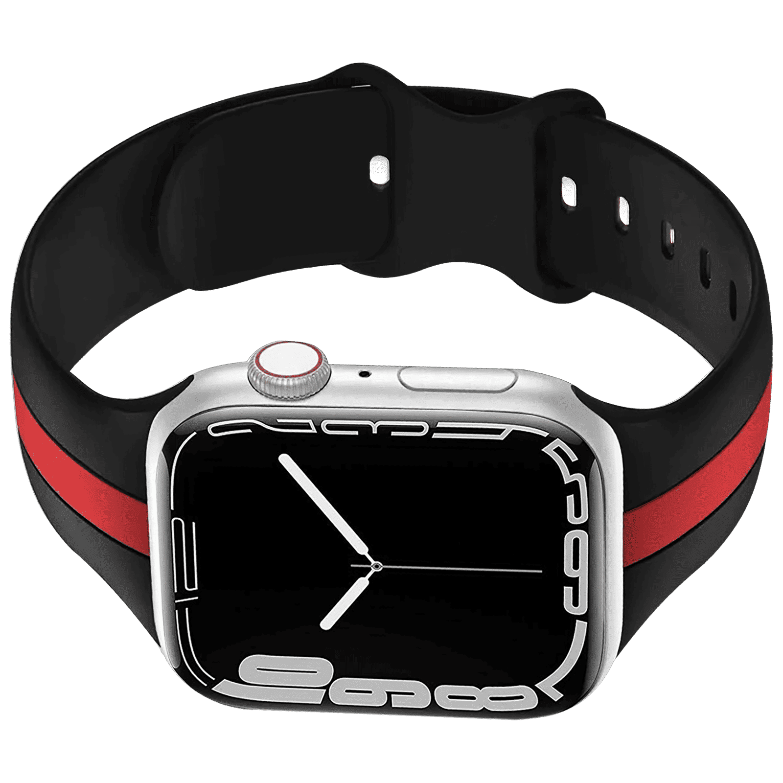 GRIPP TUTONE Silicone Strap for Apple iWatch Series 8, Series 7, Series 6, Series 5, Series 4, Series 3, Series 2, Series 1 (45mm / 49mm) (Soft and Comfortable, Black and Red)_4