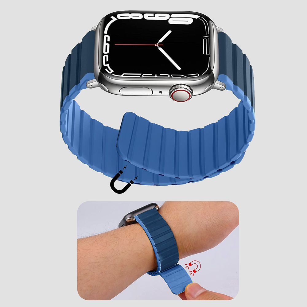 GRIPP Dual Reverser Silicon Magnetic Strap for Apple Watch Ultra 2, Watch Ultra, Watch Series SE, 4, 5, 6, 7, 8, 9 & 10 (44mm / 45mm / 46mm / 49mm) (Lightweight, Dark Blue & Light Blue)_4