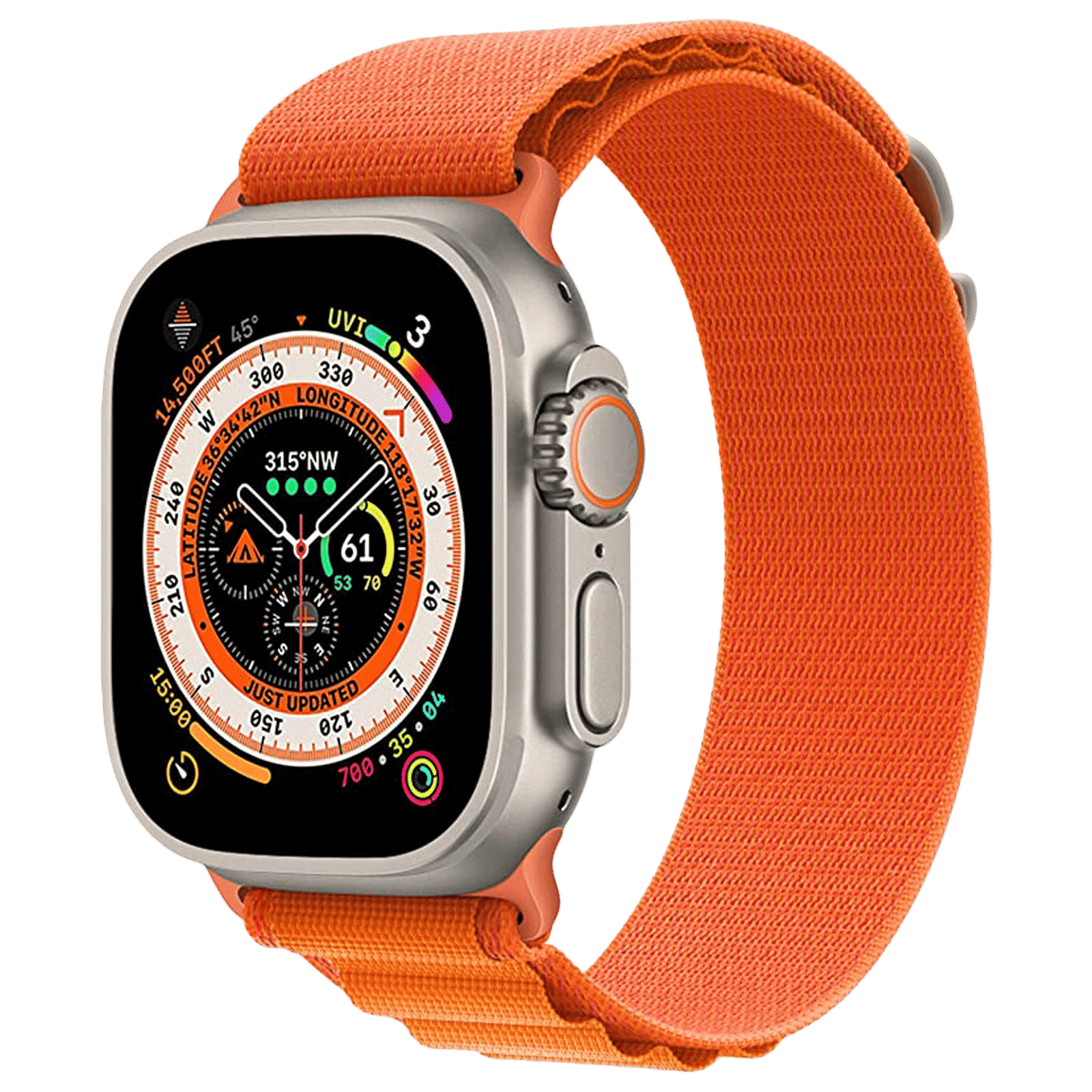 Muvtech Ace Loop Nylon Strap for Apple iWatch (42mm / 44mm / 45mm / 49mm) (Orange)_1