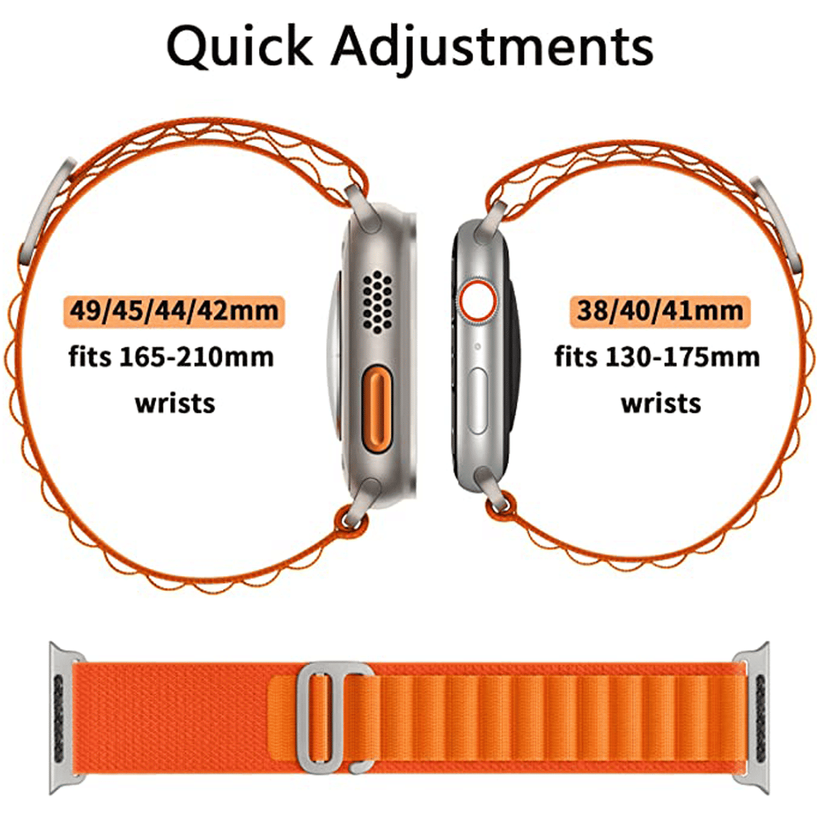 Muvtech Ace Loop Nylon Strap for Apple iWatch (42mm / 44mm / 45mm / 49mm) (Orange)_3