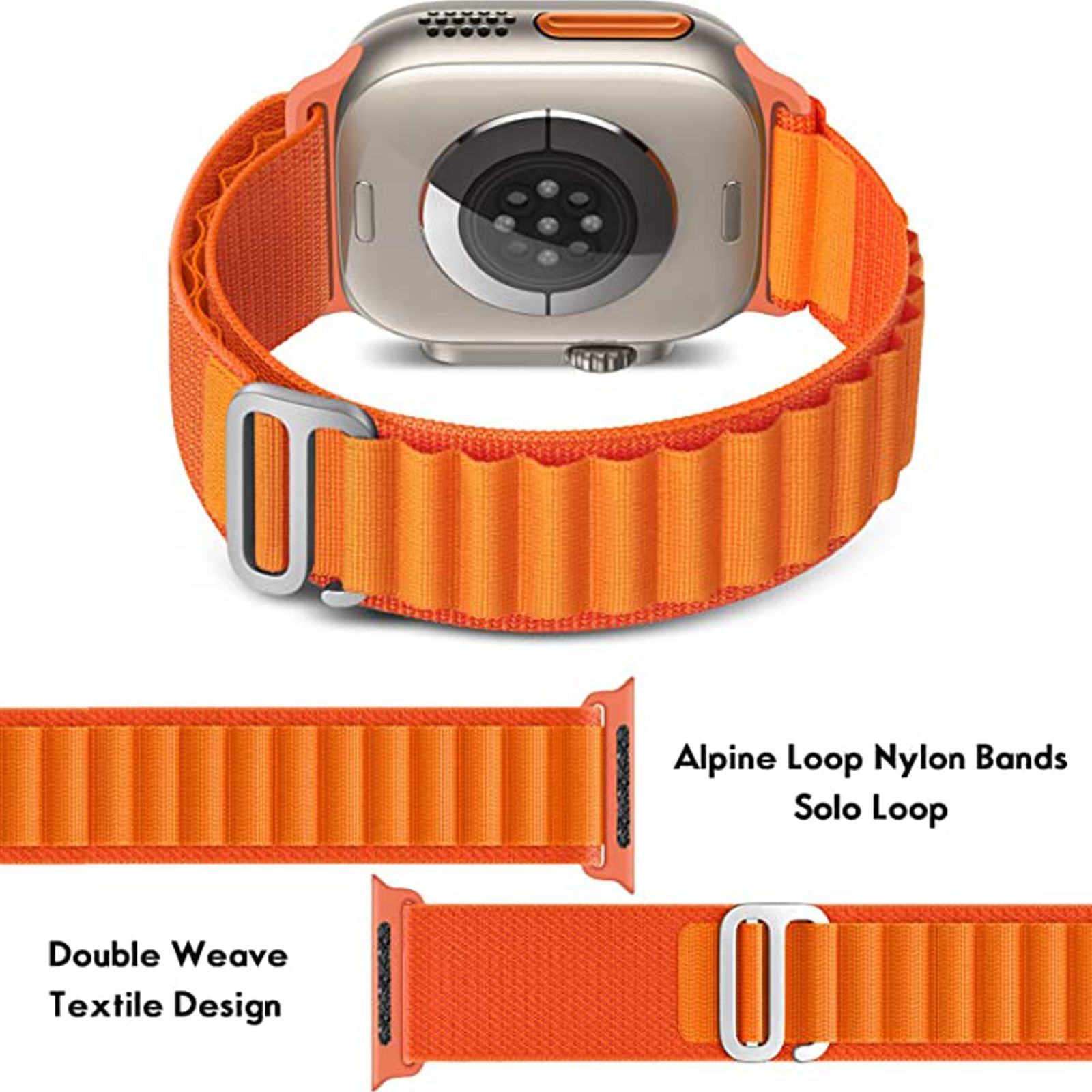 Muvtech Ace Loop Nylon Strap for Apple iWatch (42mm / 44mm / 45mm / 49mm) (Orange)_5
