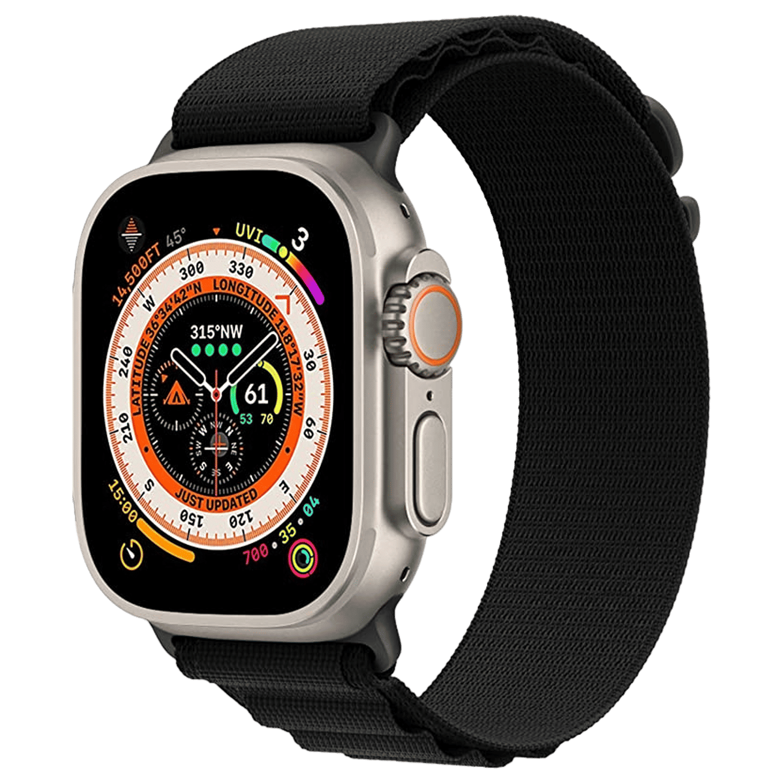 Muvtech Ace Loop Nylon Strap for Apple iWatch (42mm / 44mm / 45mm / 49mm) (Black)_1