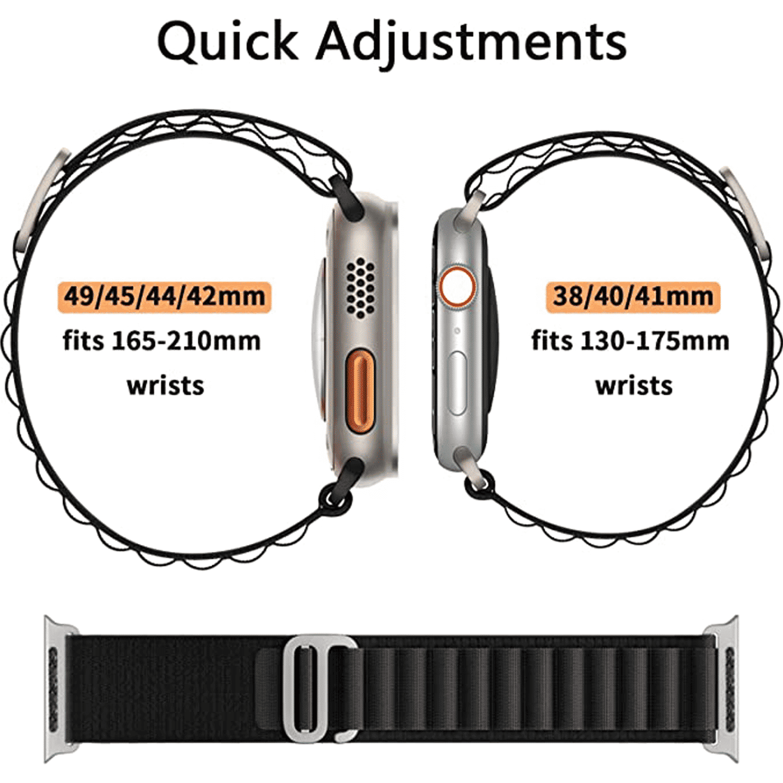 Muvtech Ace Loop Nylon Strap for Apple iWatch (42mm / 44mm / 45mm / 49mm) (Black)_3