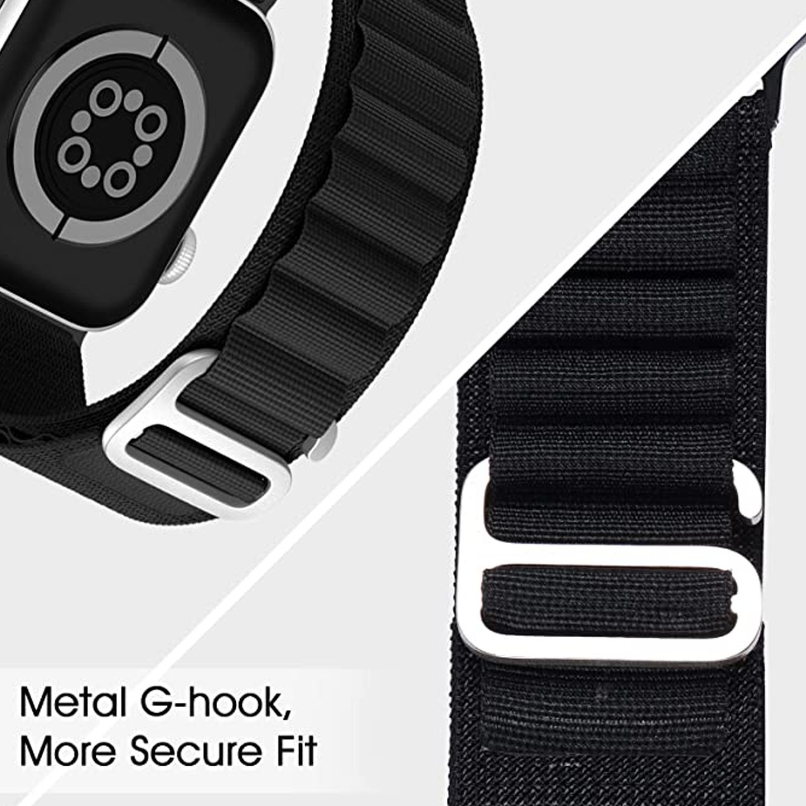 Muvtech Ace Loop Nylon Strap for Apple iWatch (42mm / 44mm / 45mm / 49mm) (Black)_4