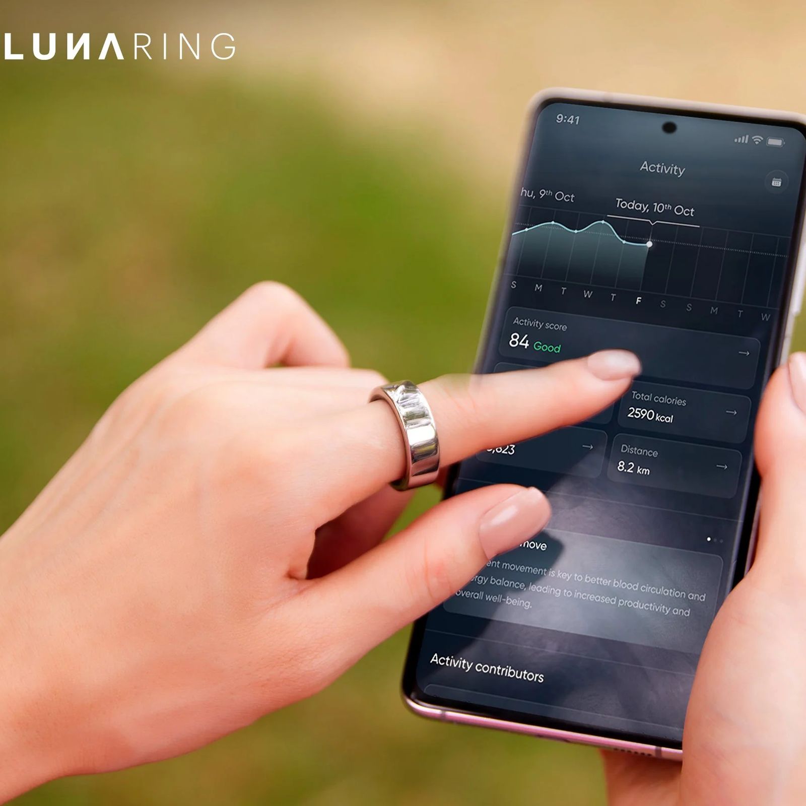 noise Luna Smart Ring with Activity Tracker (Size 10, Upto 100 Meter Water Resistant, Midnight Black)_6